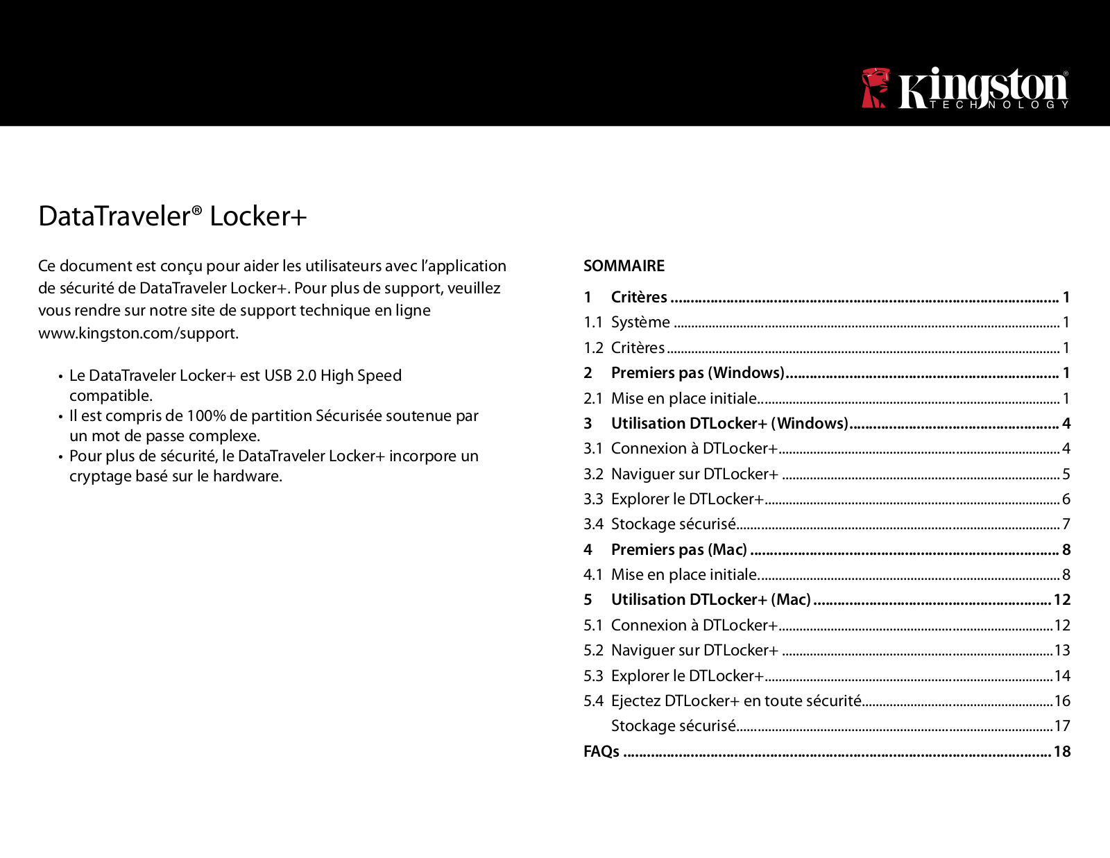 KINGSTON DataTraveler Locker+ User Manual