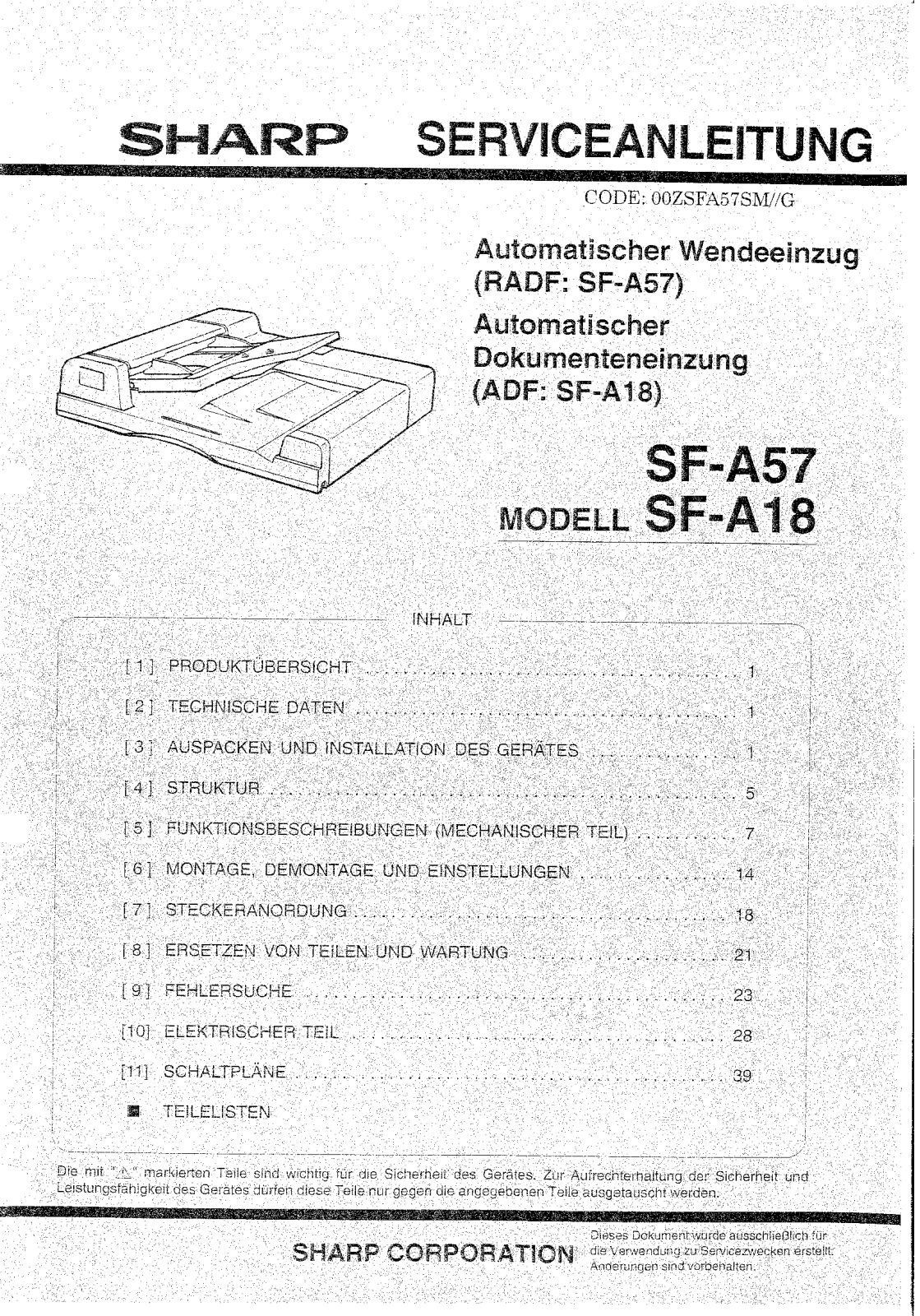 SHARP sfa18, sfa57smd Service Manual