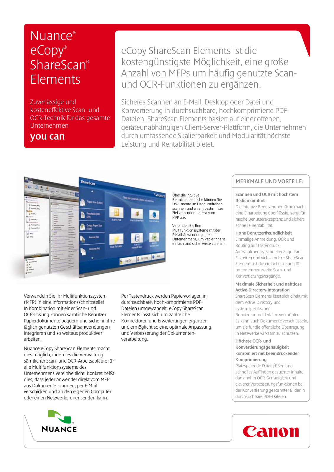 Canon NUANCE ECOPY SHARESCAN ELEMENTS BROCHURE