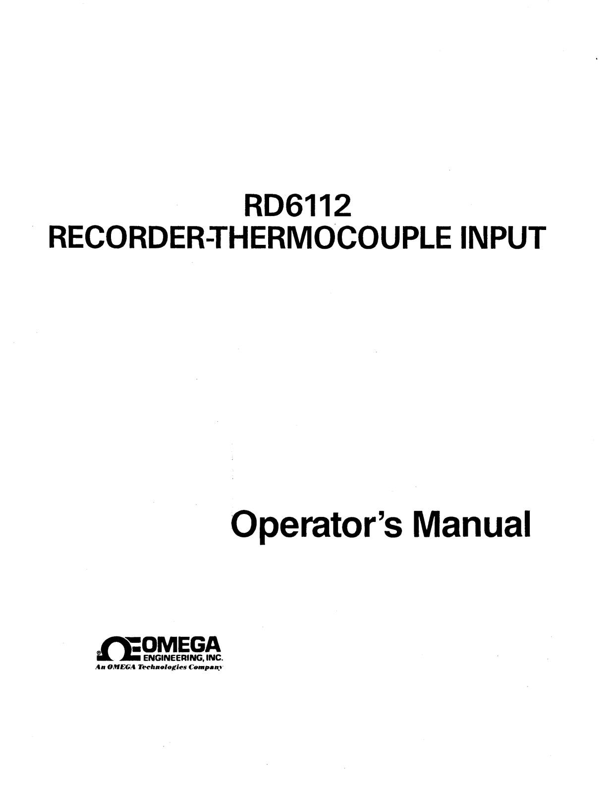 Omega Products RD6112 Installation  Manual