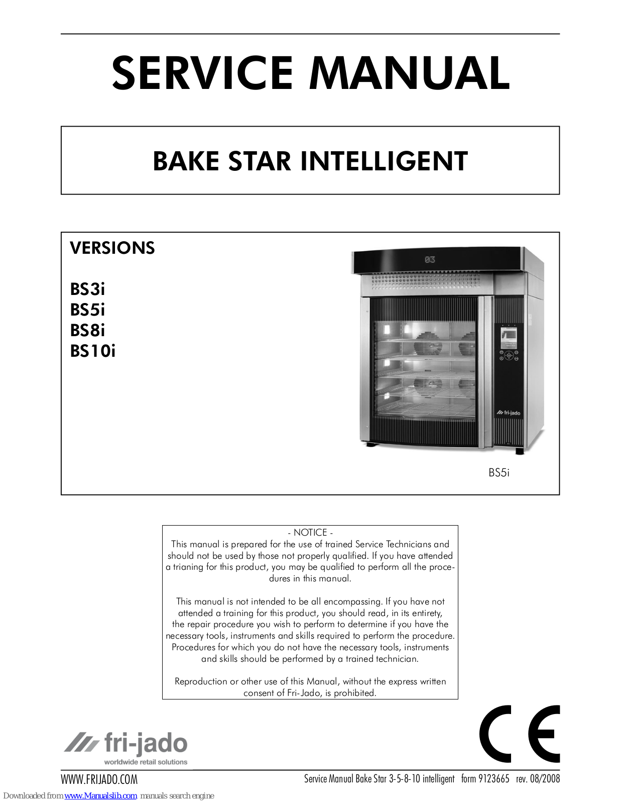 Fri-Jado Bake Star intelligent series, BS10i, BS3i, BS5i, BS8i Service Manual