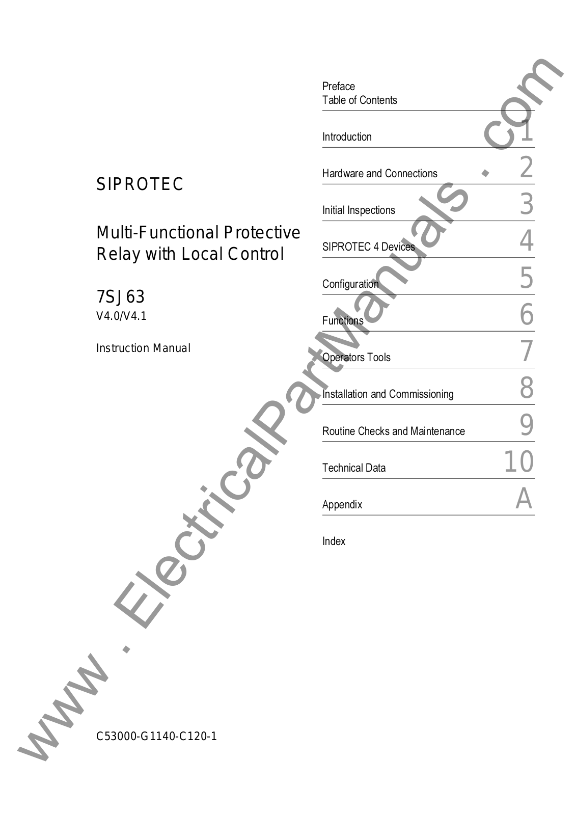 Siemens siprotec 7SJ63 Instruction Manual