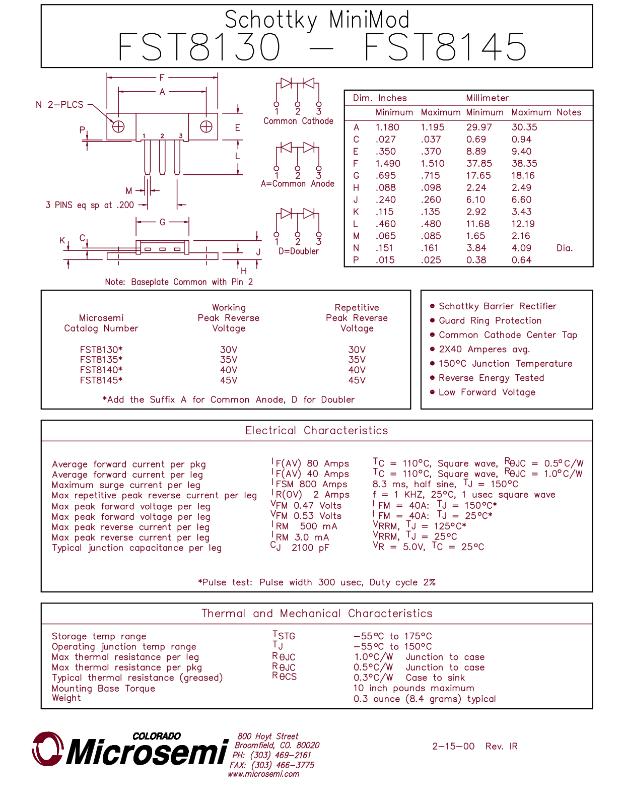 Microsemi Corporation FST8140, FST8135, FST8130, FST8145 Datasheet