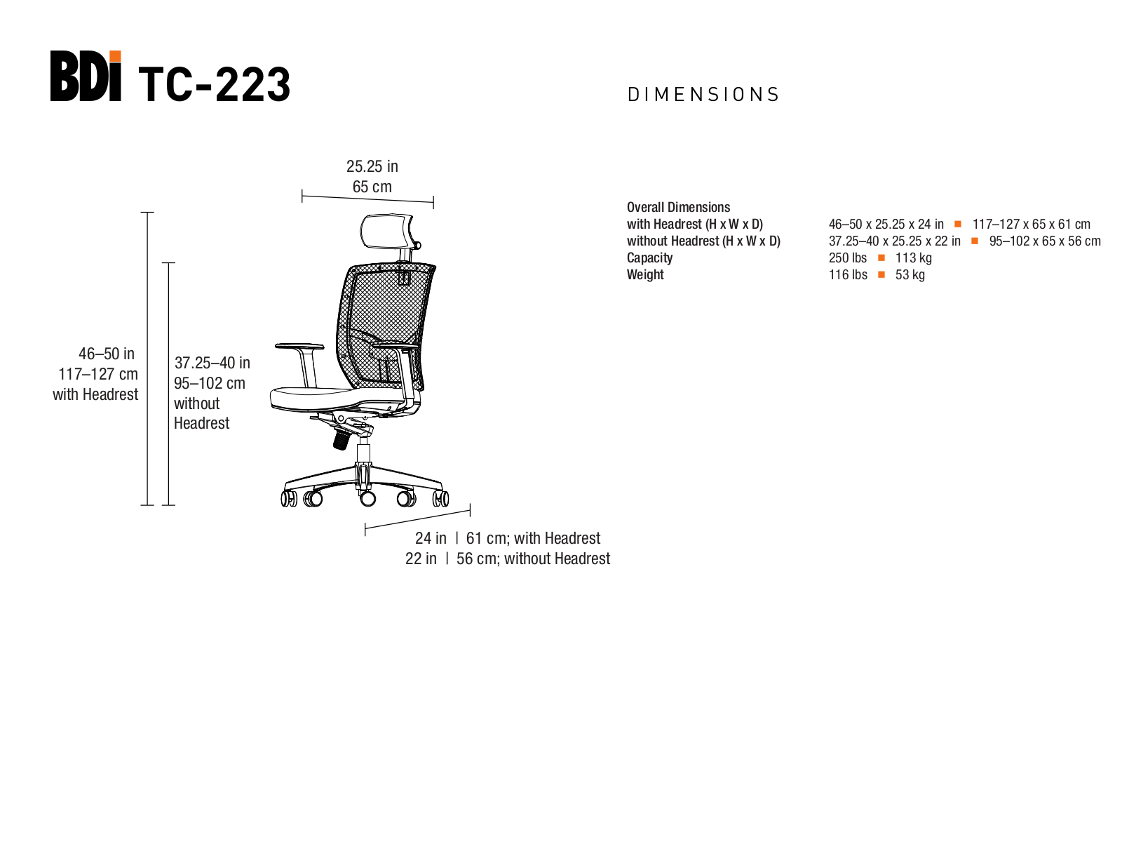 BDI TC-223 Specification Sheet