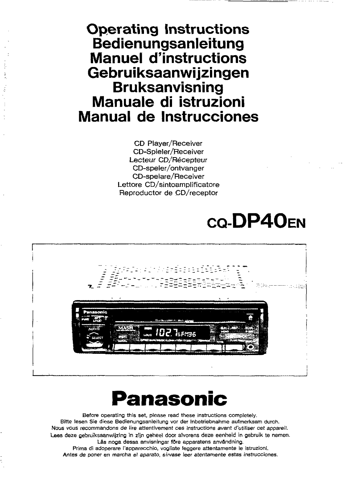 Panasonic CQ-DP40E User Manual