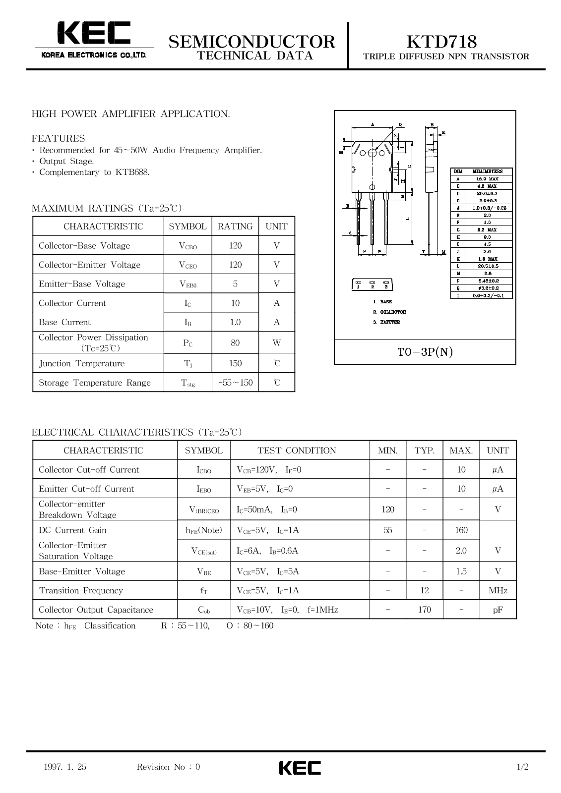 KEC KTD718 Datasheet