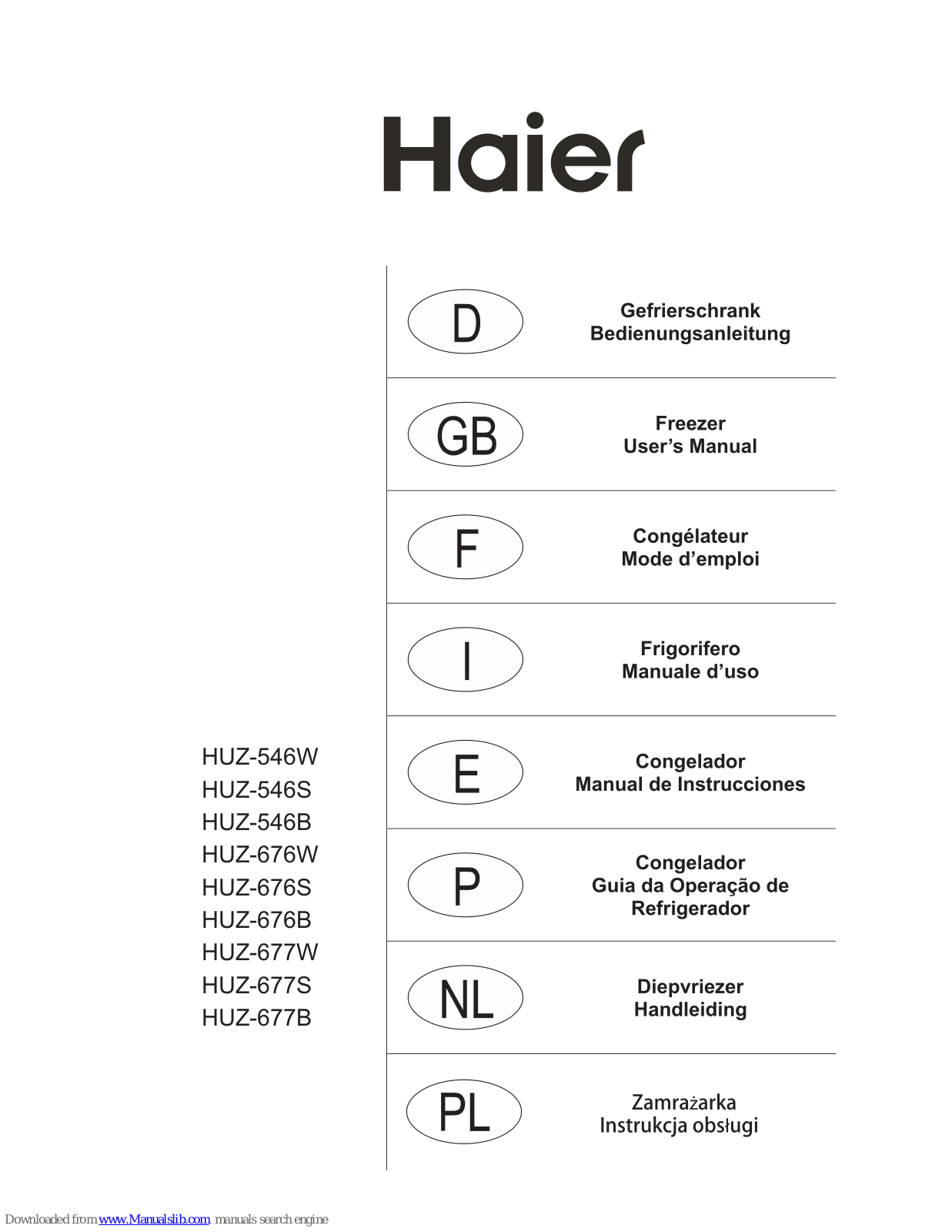 Haier HUZ-546W, HUZ-676W, HUZ-676S, HUZ-676B, HUZ-677W User Manual