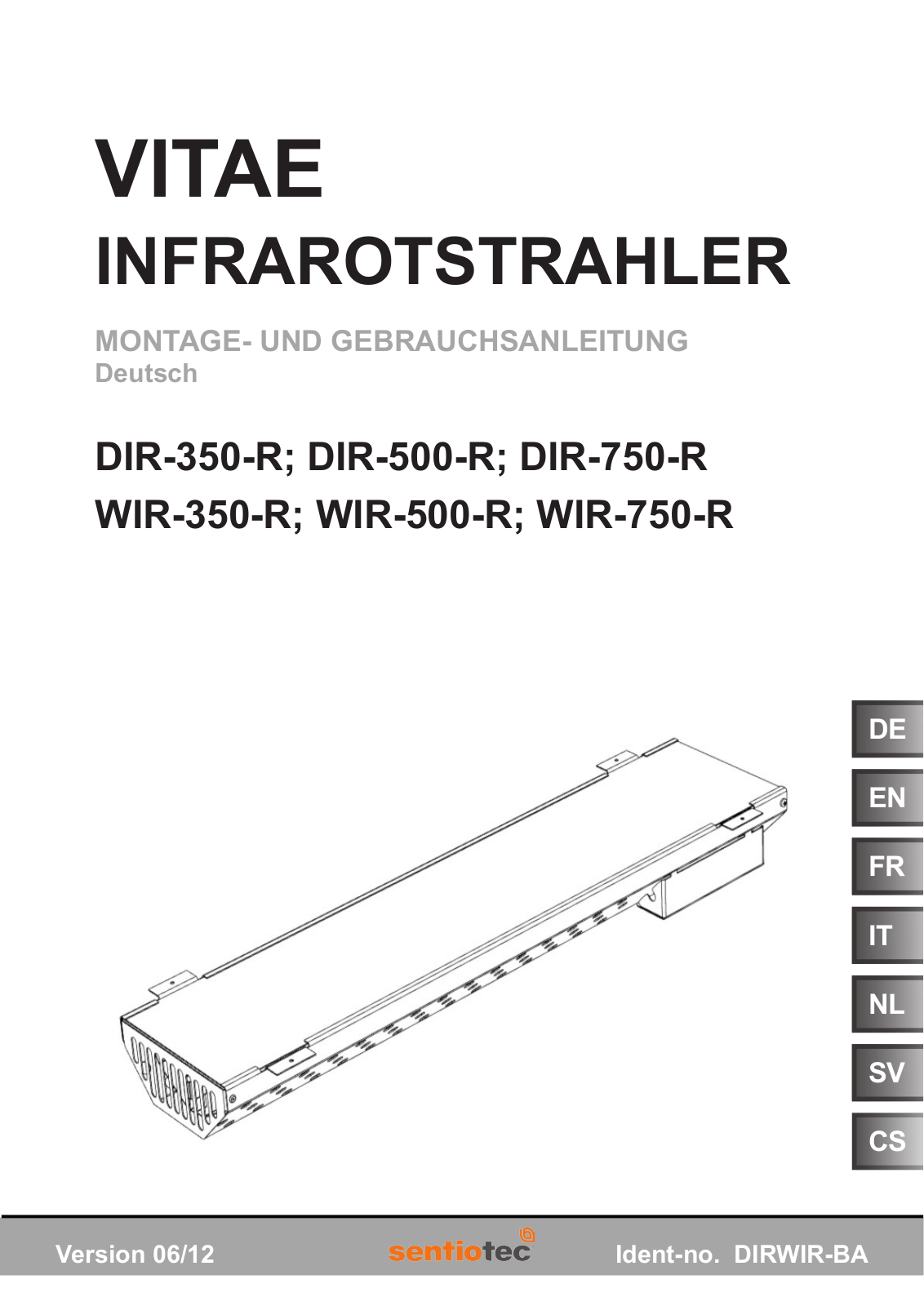 Sentiotec DIR-350-R, DIR-500-R, DIR-750-R, WIR-500-R, WIR-750-R Instructions For Installation And Use Manual