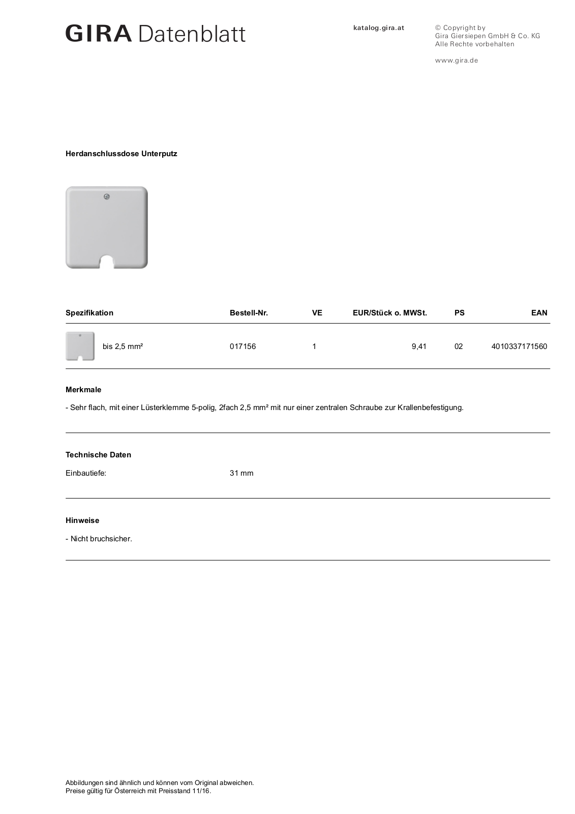 Gira 017156 User Manual