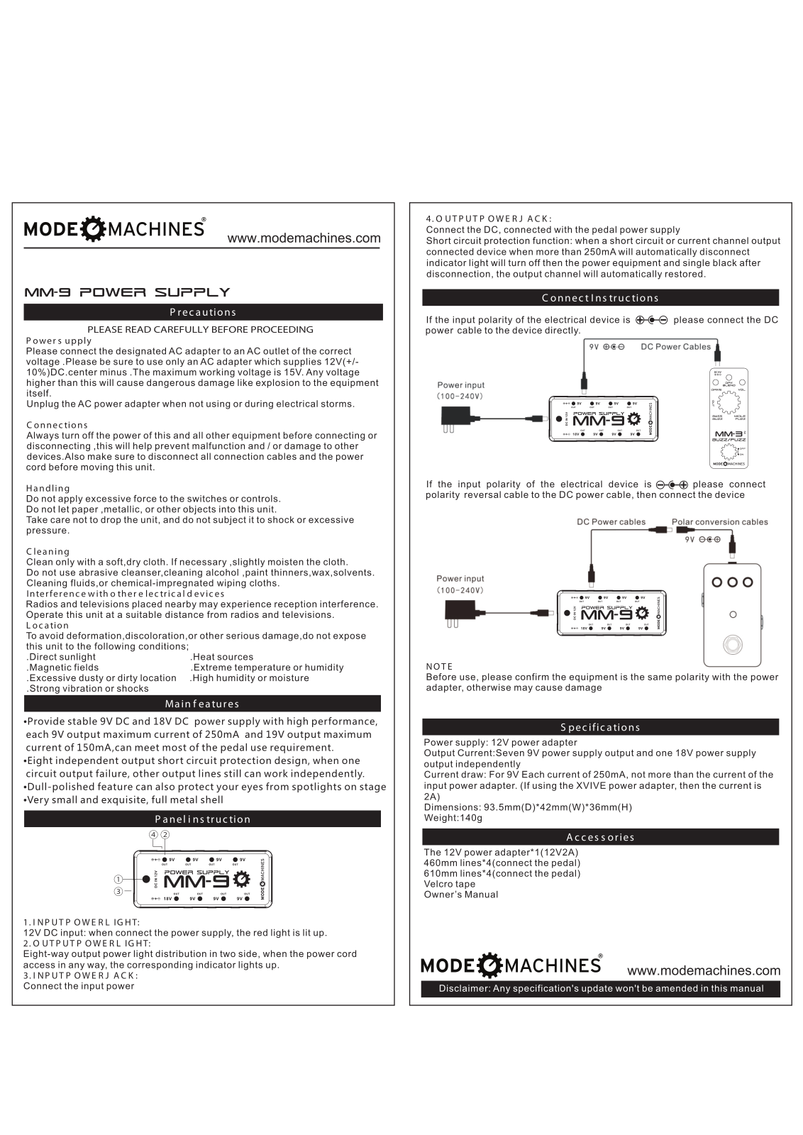 Mode machines MM-9 User Manual - ManualMachine.com