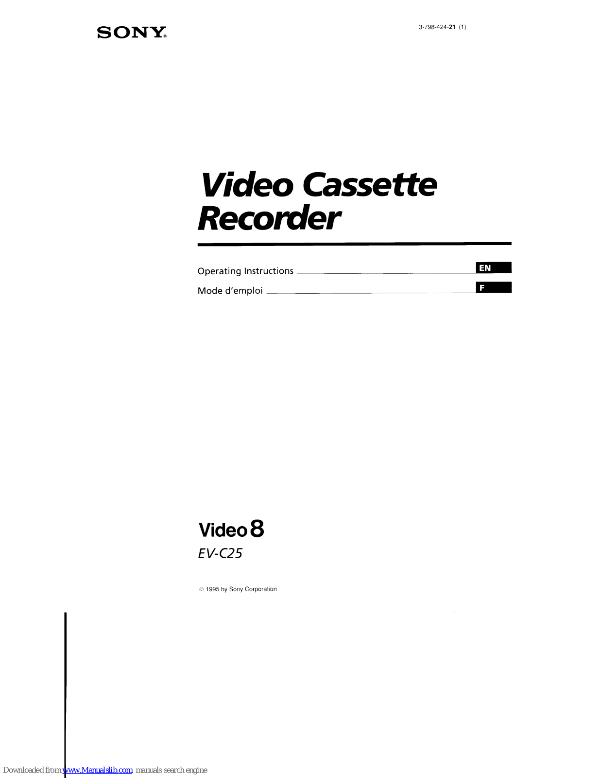 Sony Video 8 EV-C25 Operating Instructions Manual