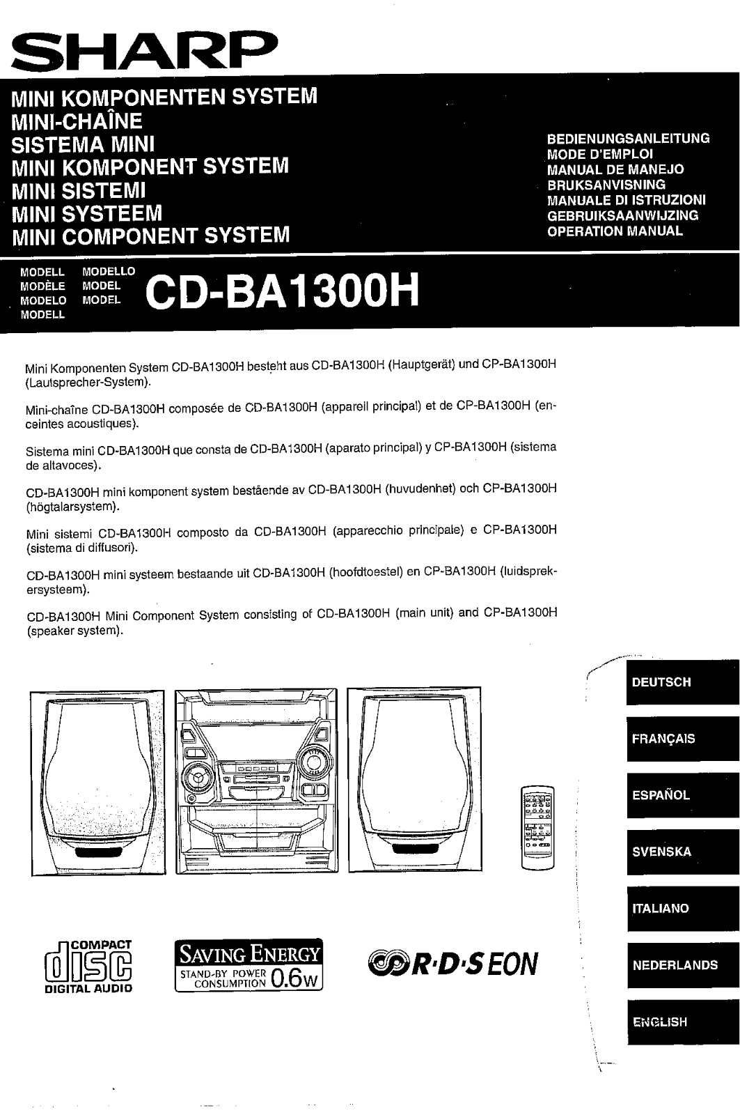 Sharp CD-BA1300H User Manual