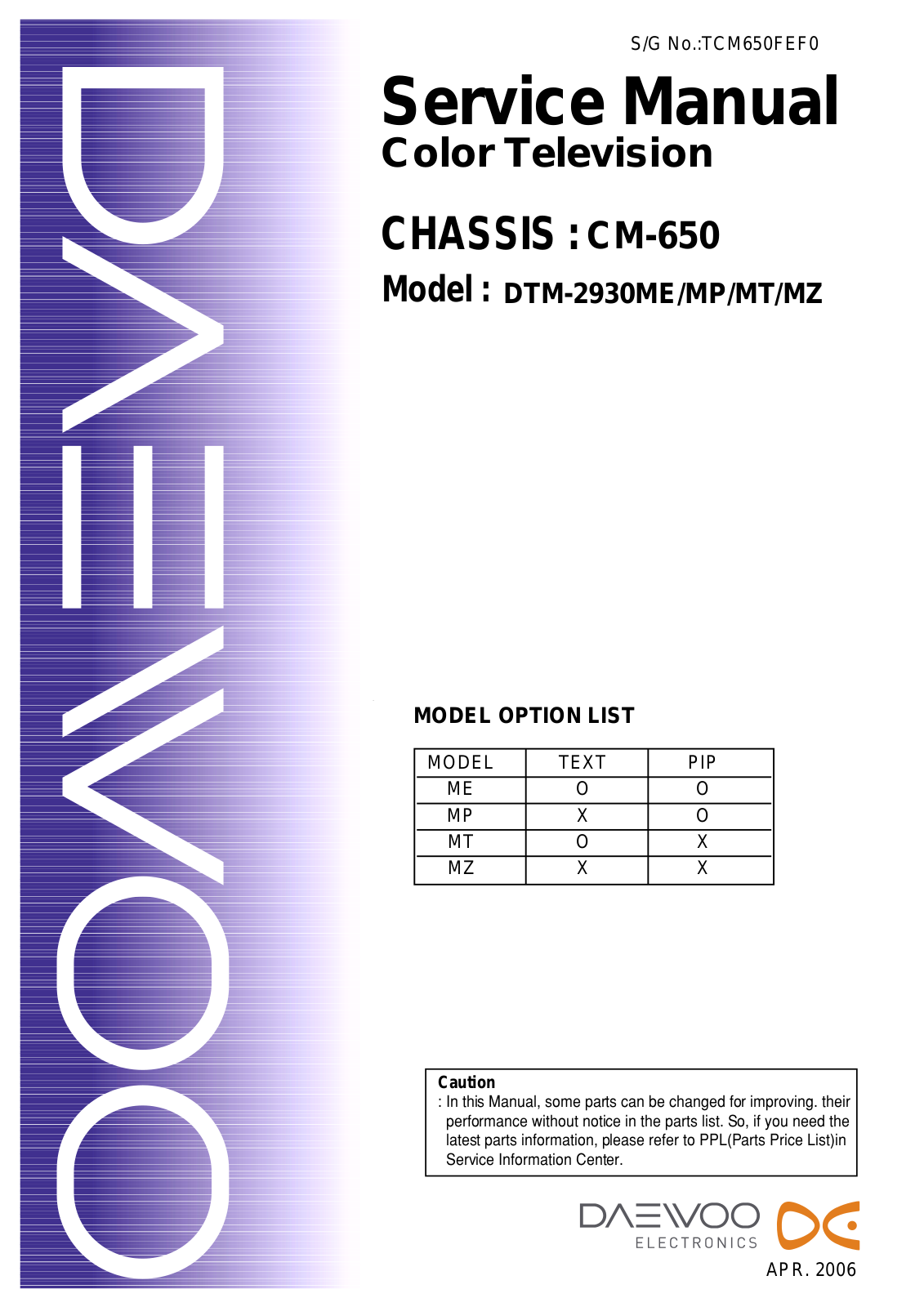 Daewoo CM-650 Service Manual