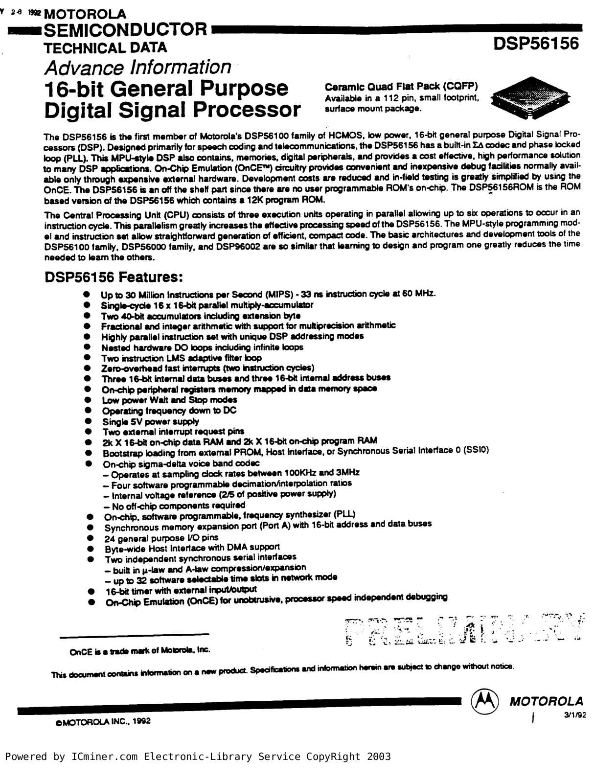 MOTOROLA DSP56456 User Manual