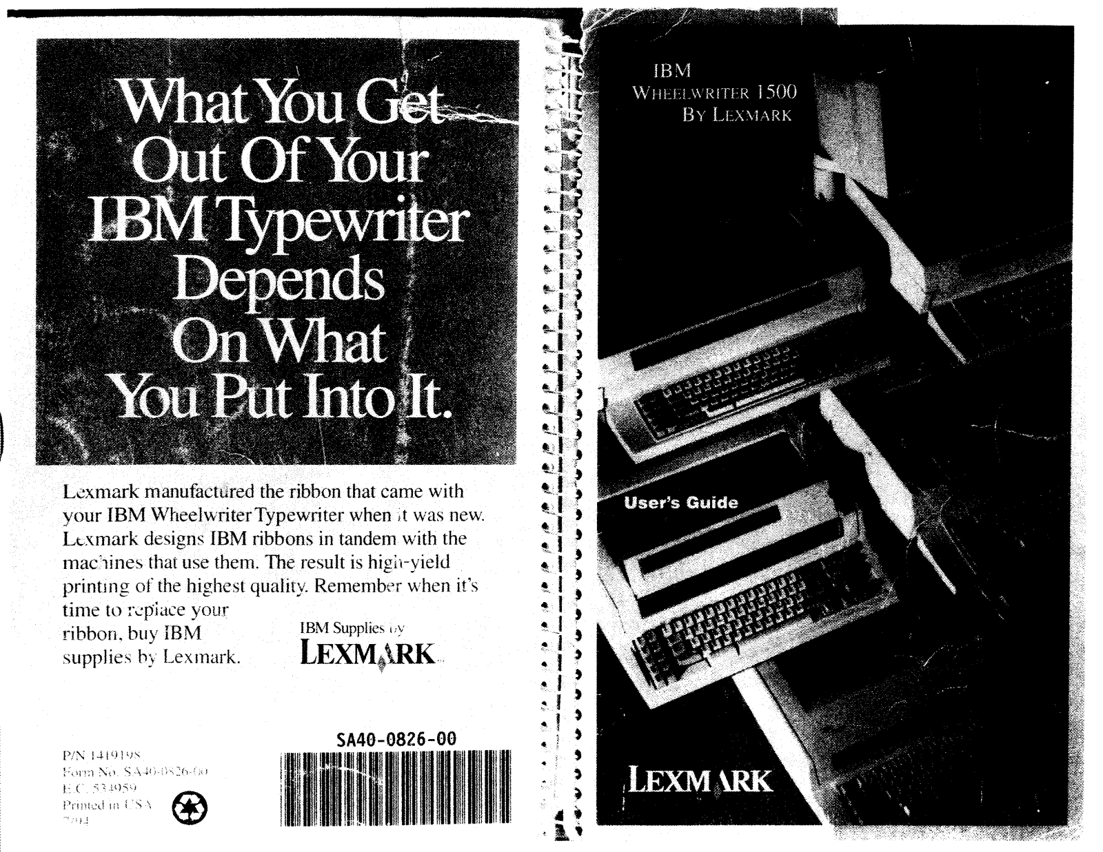 Lexmark IBM WHEELWRITER 1500 User Manual