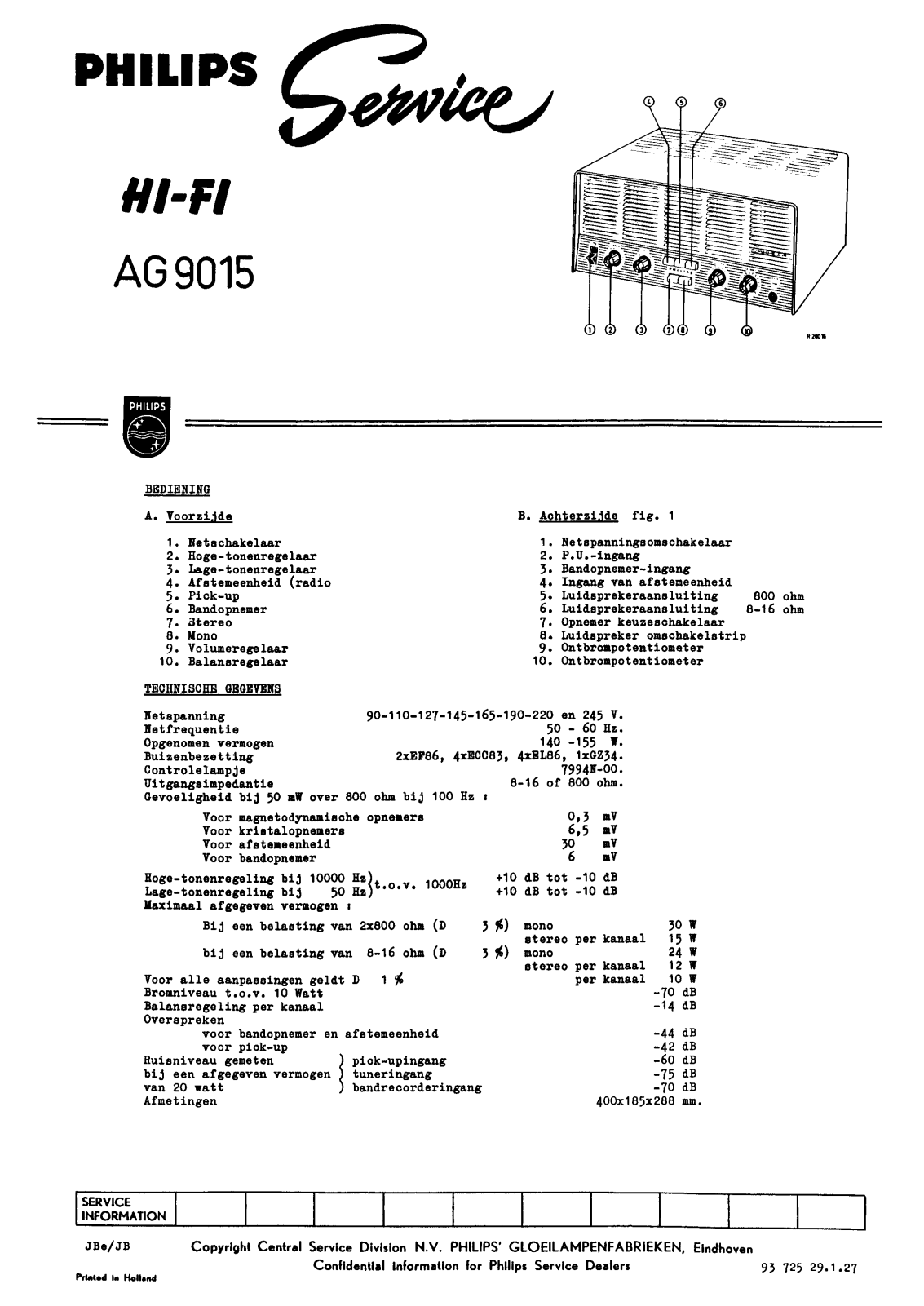 Philips AG-9015 Service manual