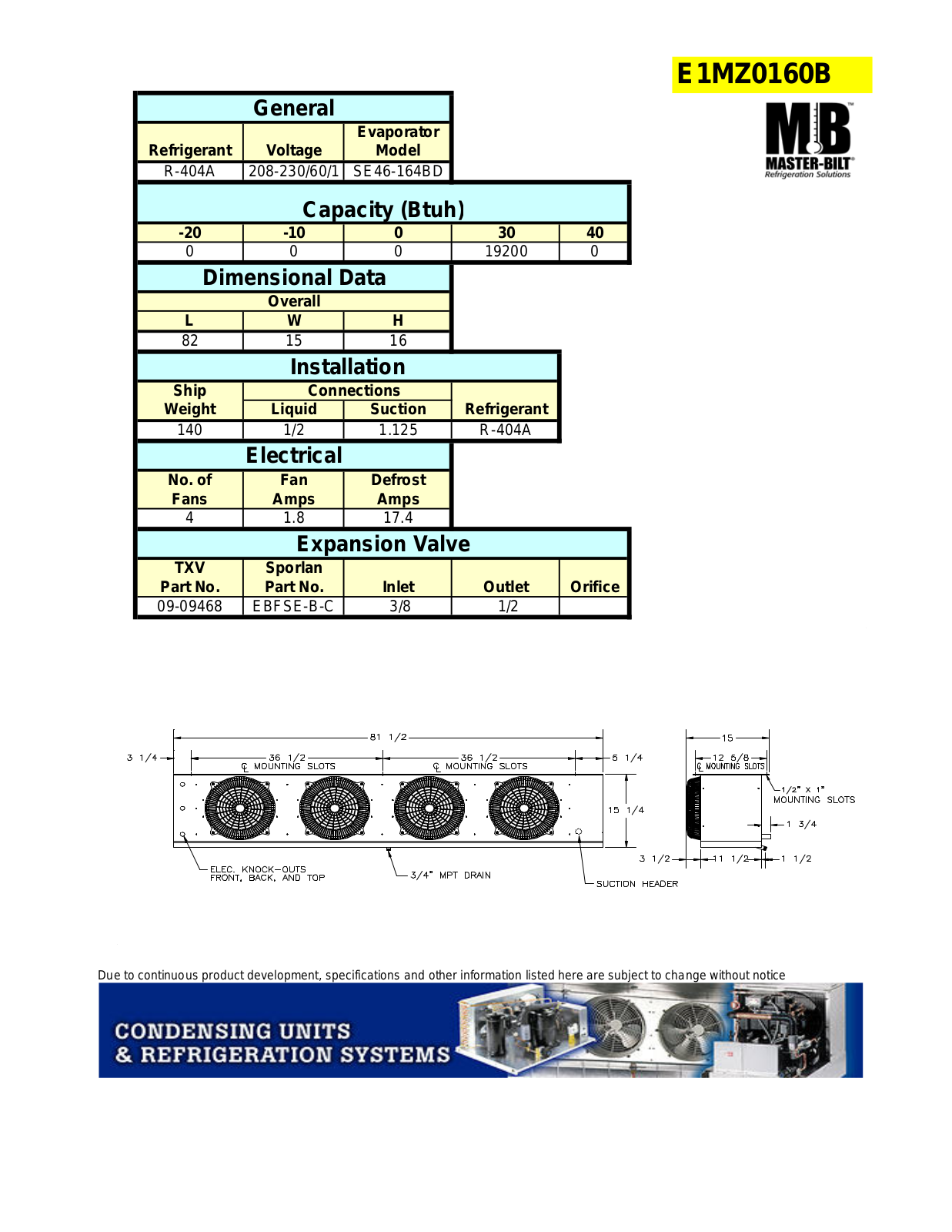 Master-Bilt E1MZ0160B User Manual