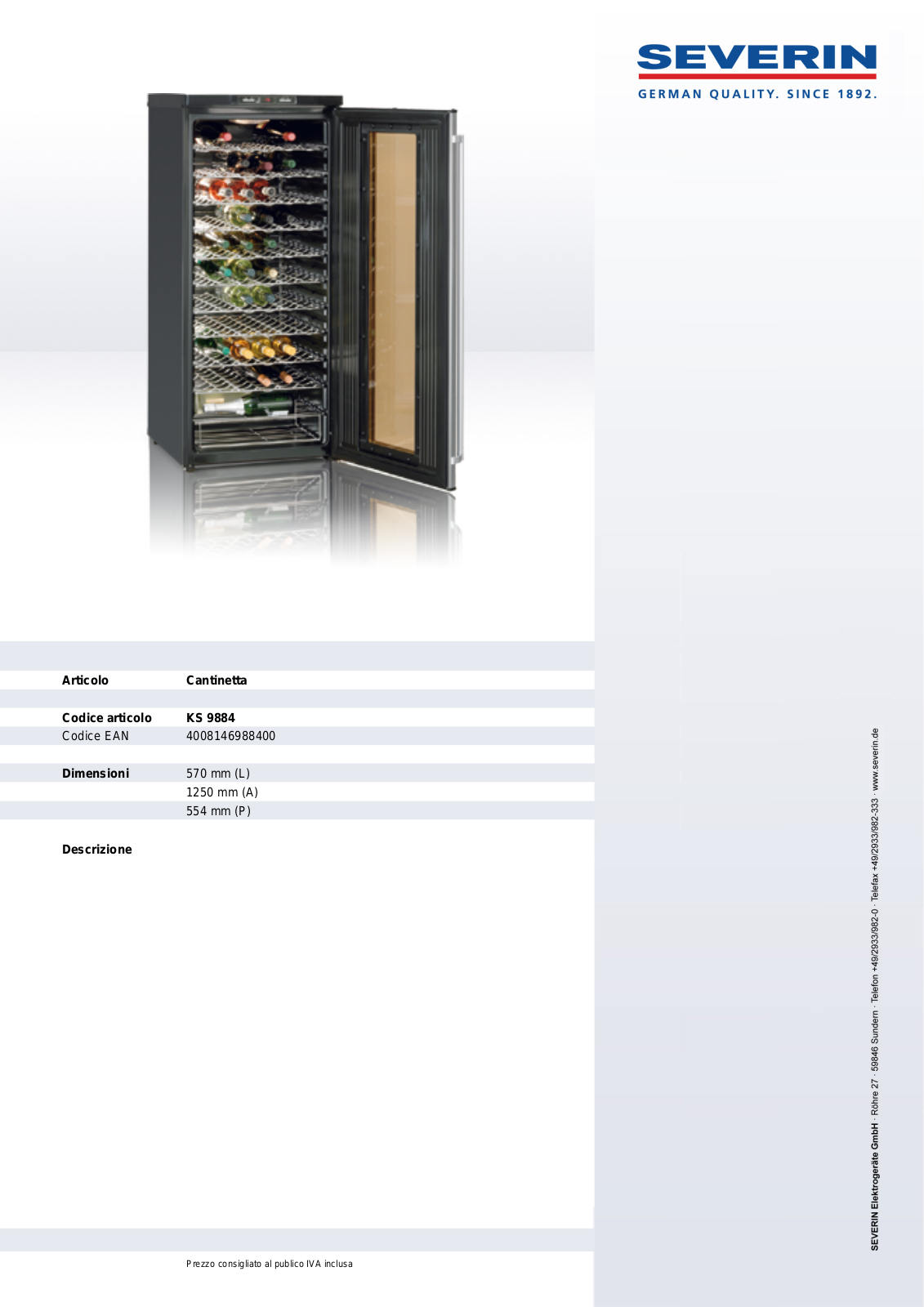 Severin KS 9884 DATASHEET