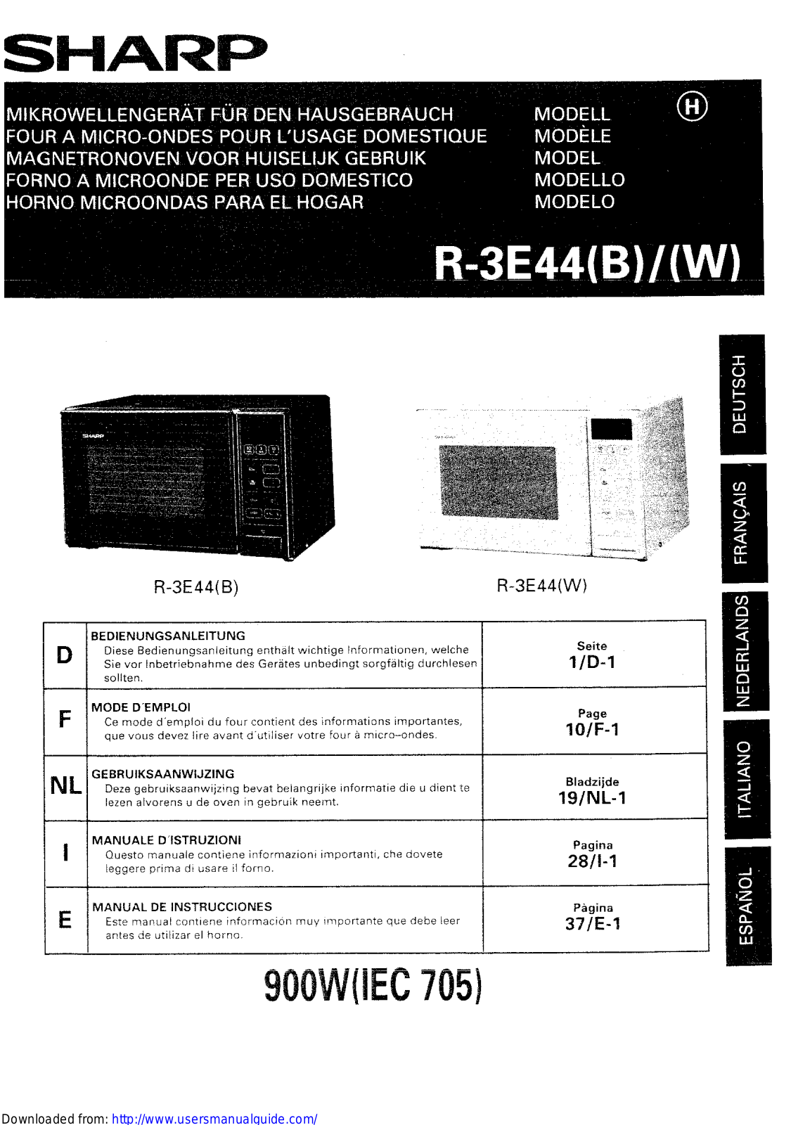 SHARP R-3E44 User Manual