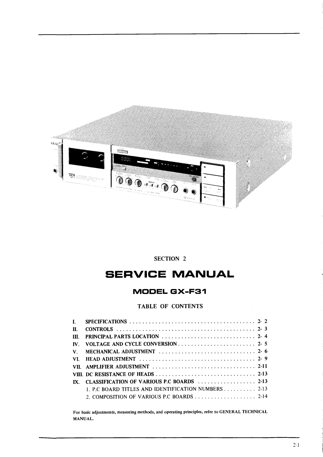 Akai GXF-31, GXF-51, GXF-71 Service manual