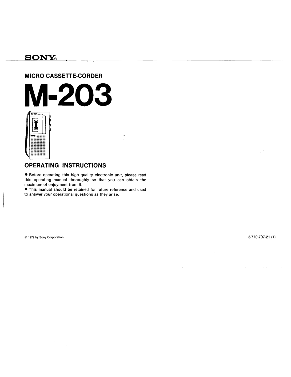 Sony M203 User Manual