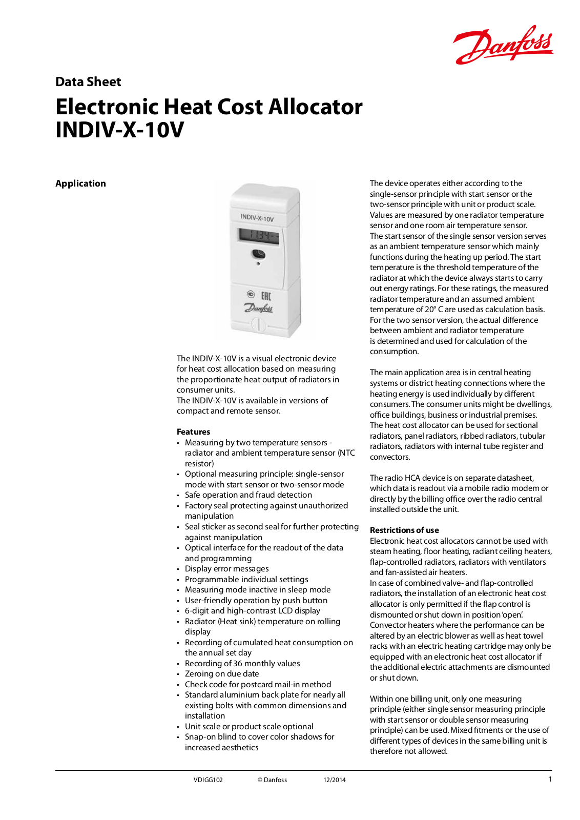 Danfoss INDIV-X-10V Data sheet