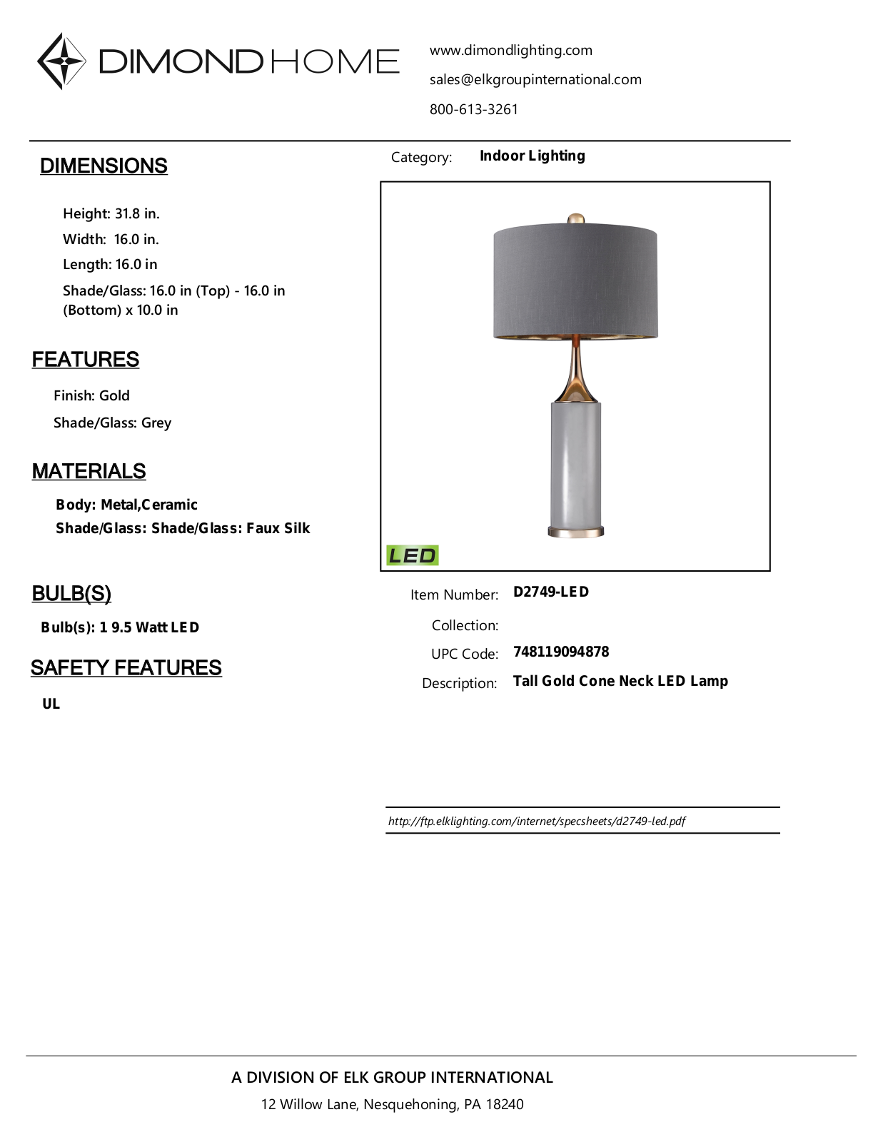 ELK Home D2749LED User Manual