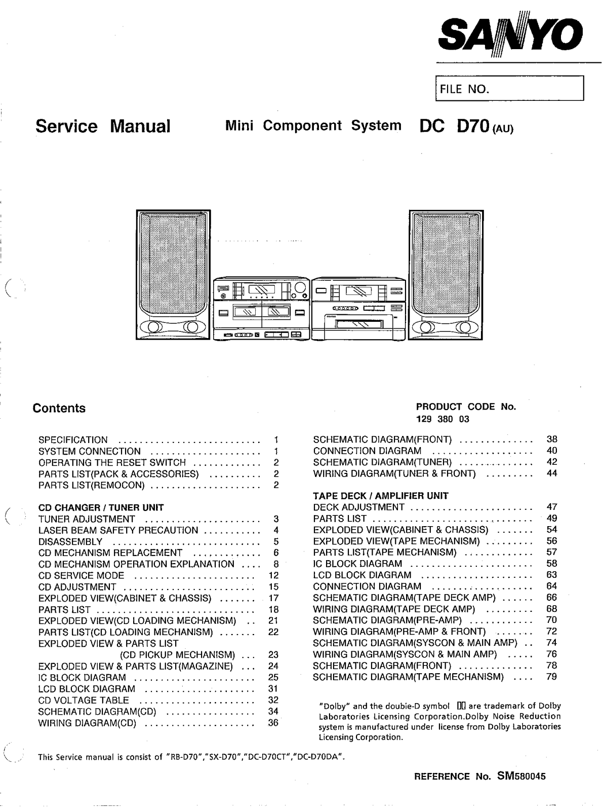 Sanyo DCD-70 Service manual