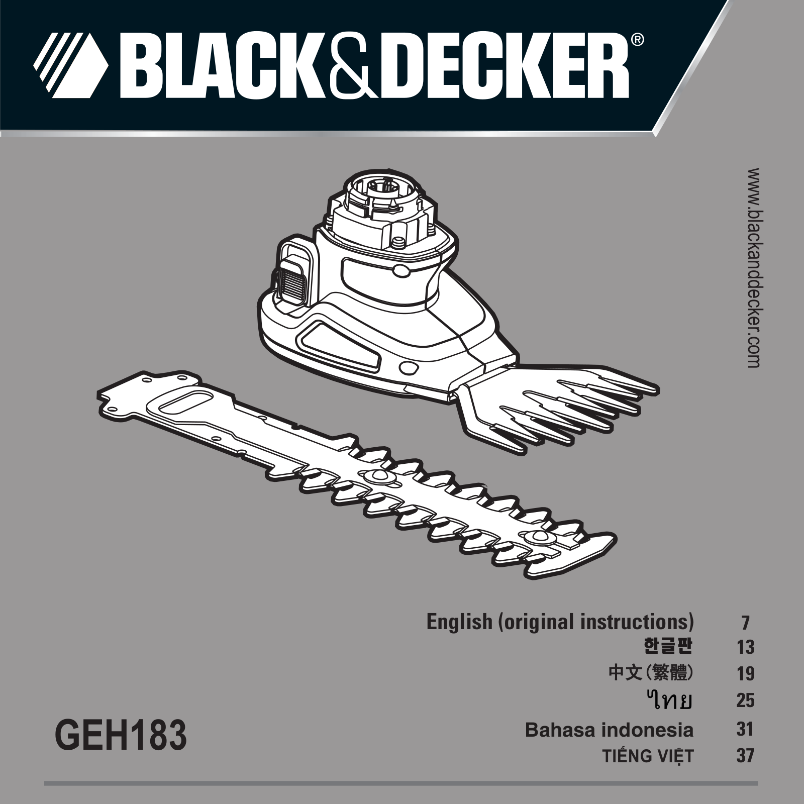 Black & Decker GEH183 Original Instructions Manual