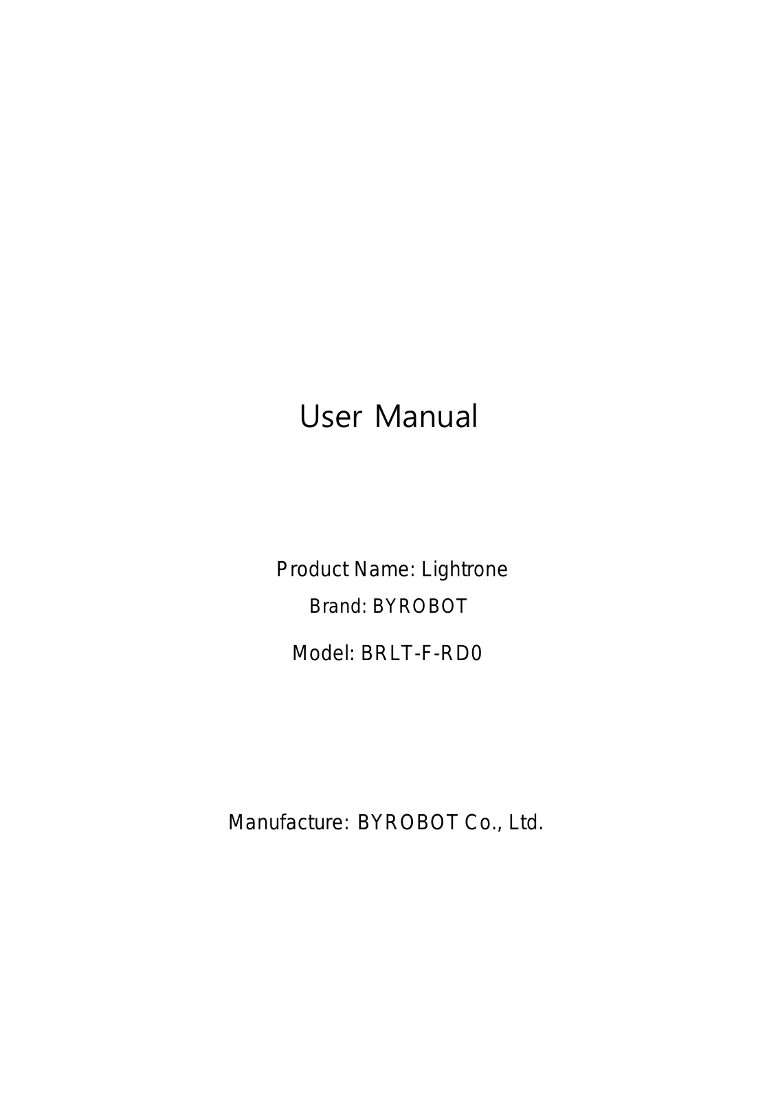 BYROBOT BRLT F RD0 User Manual - ManualMachine.com