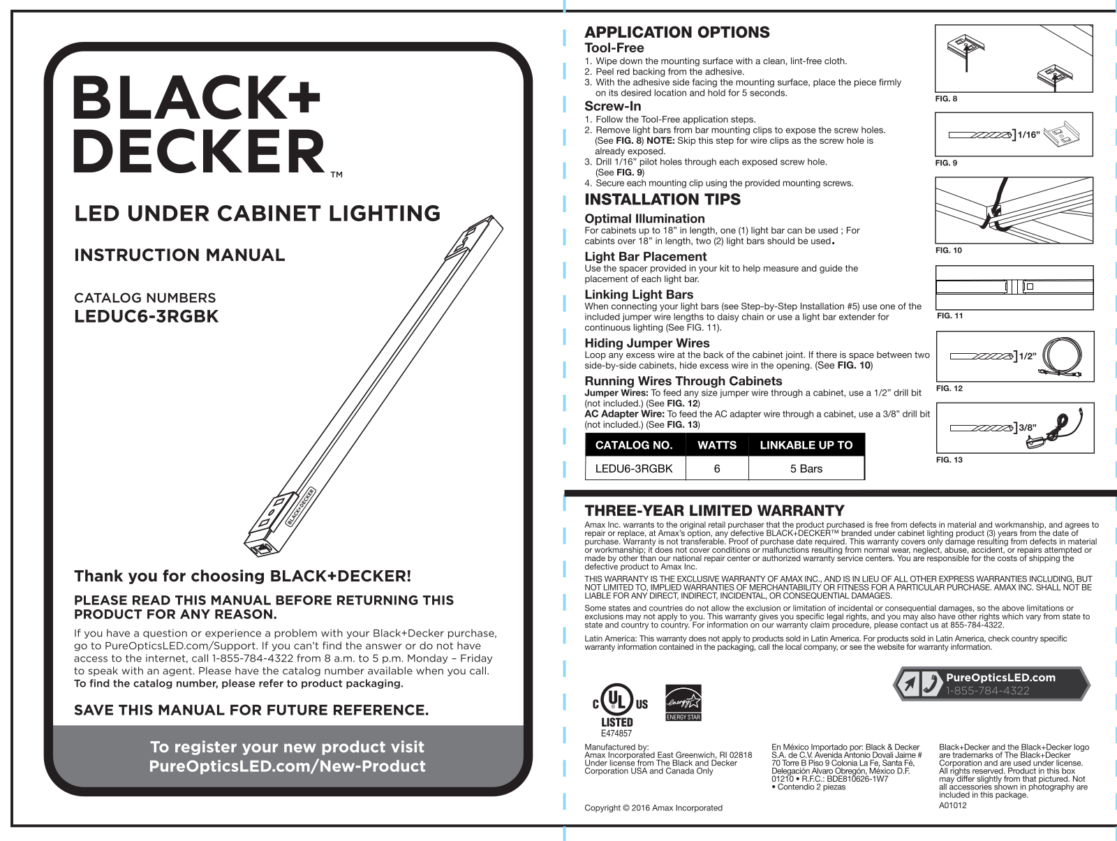 Black & Decker LEDUC6-3RGBK User Manual