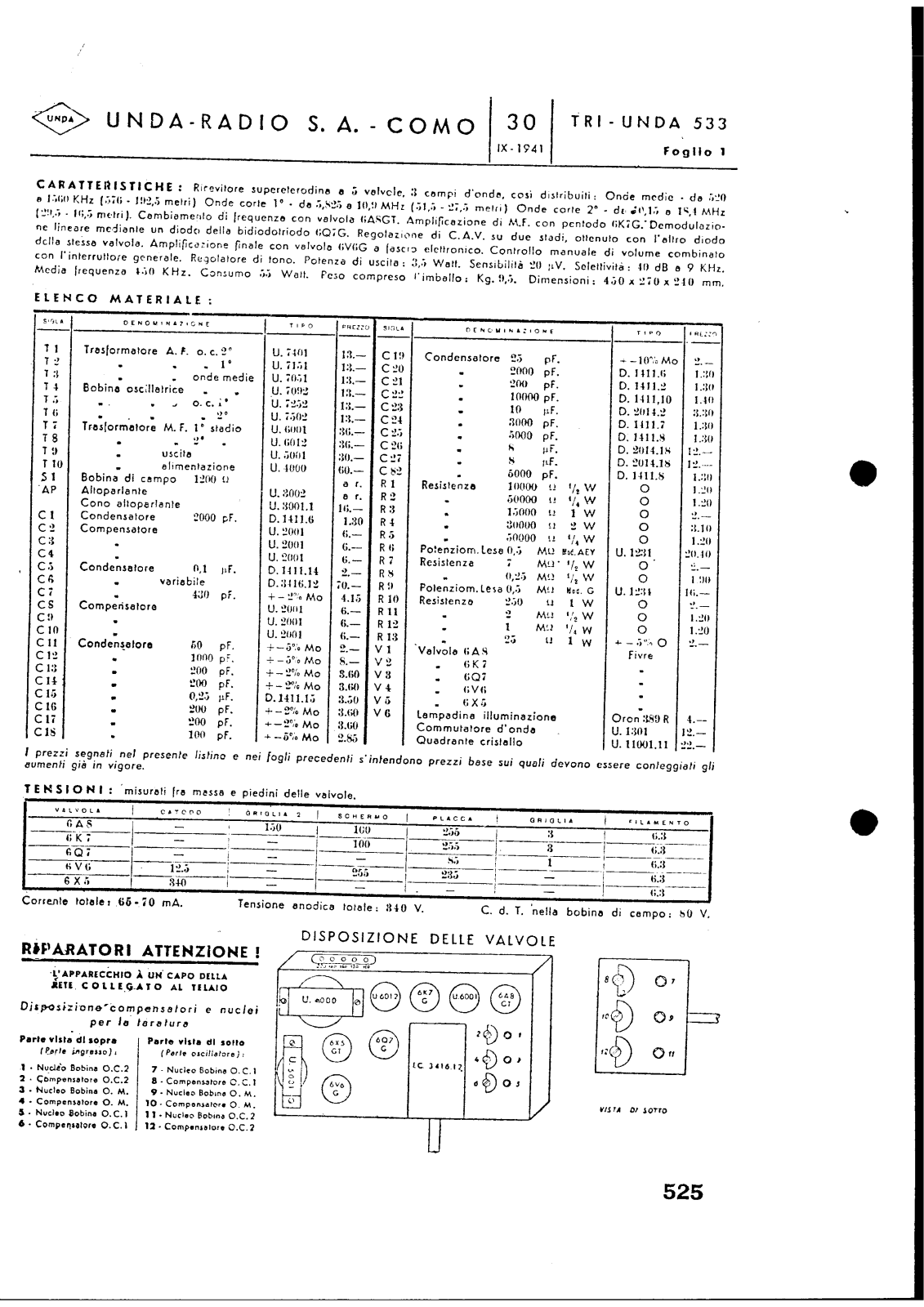 Unda Radio 533 schematic