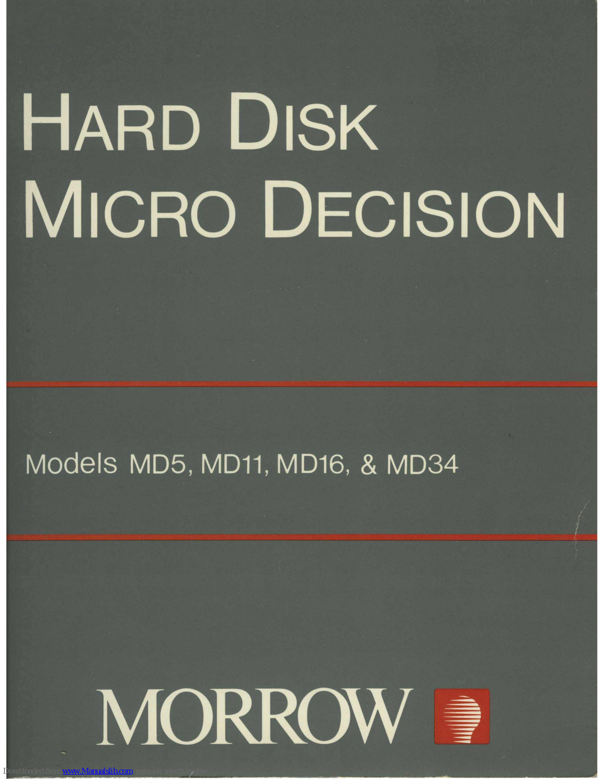 Morrow Micro Decision MD16, Micro Decision MD11, Micro Decision MD34, Micro Decision MD5 User Manual