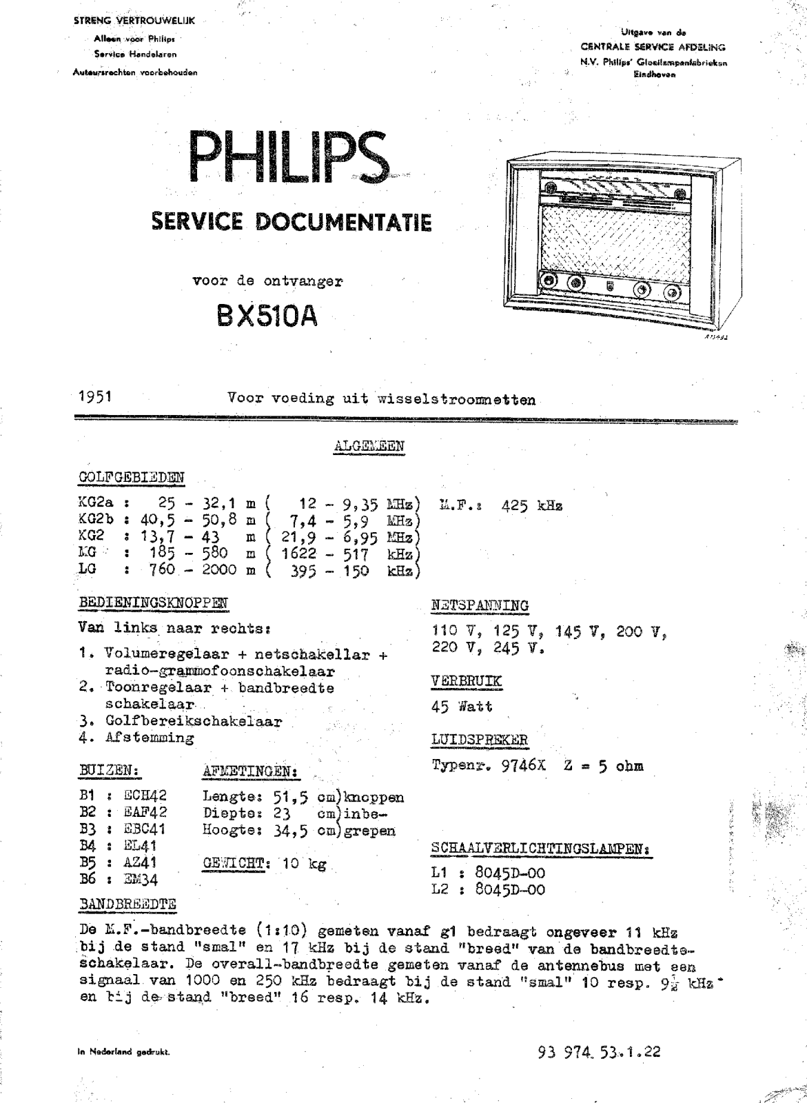 Philips BX-510-A Service Manual