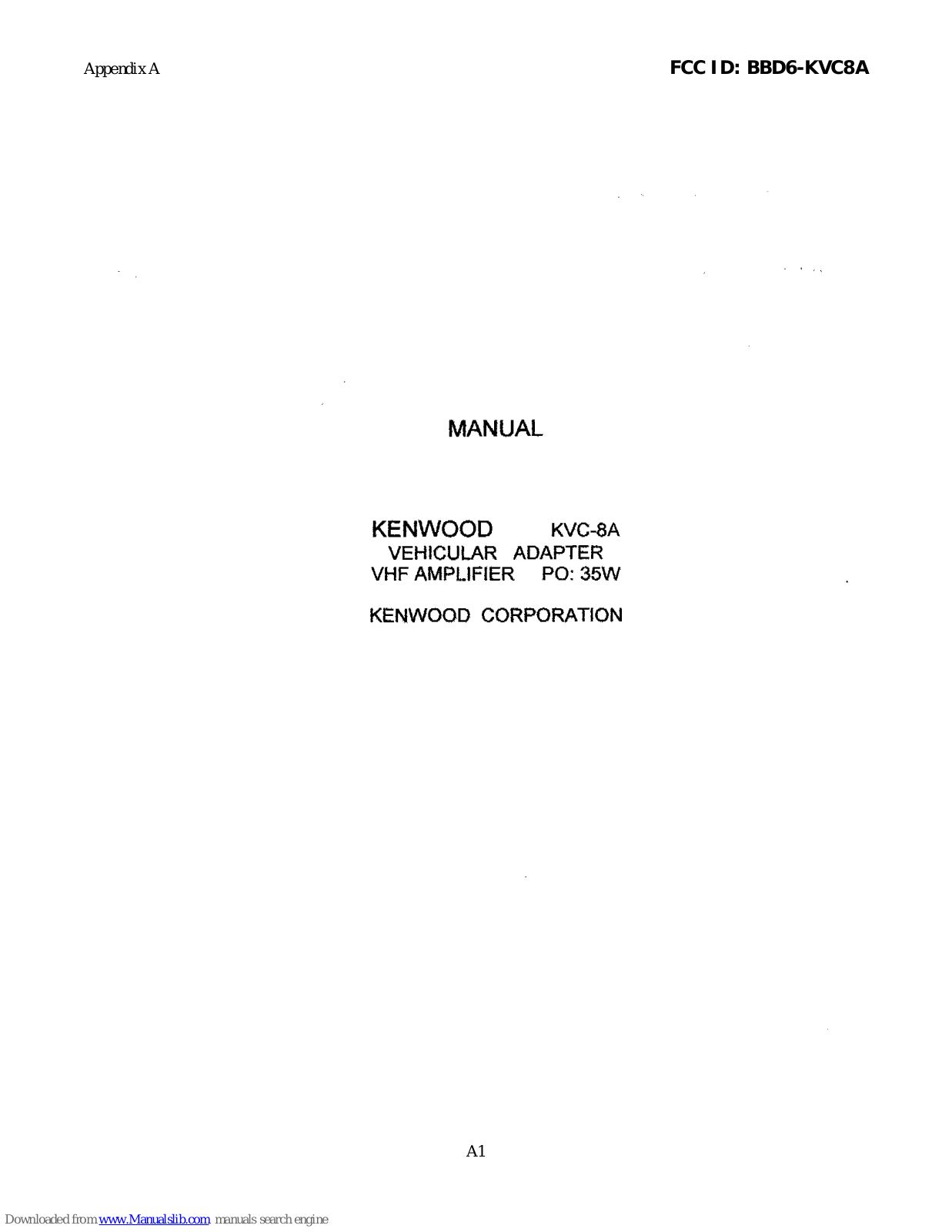 Kenwood KVC-8A User Manual