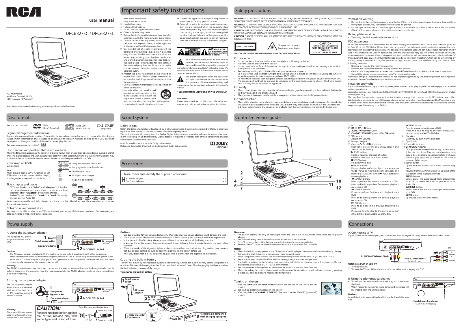 RCA DRC6327EC, DRC6327EL User Manual