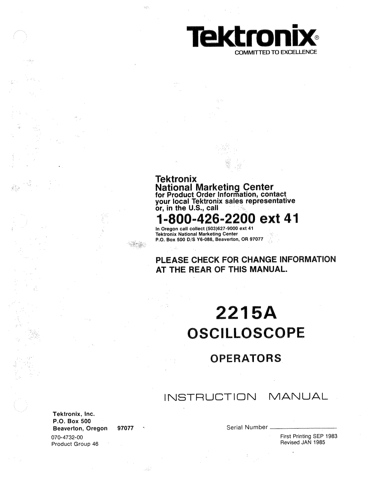 Tektronix 2215A User Manual