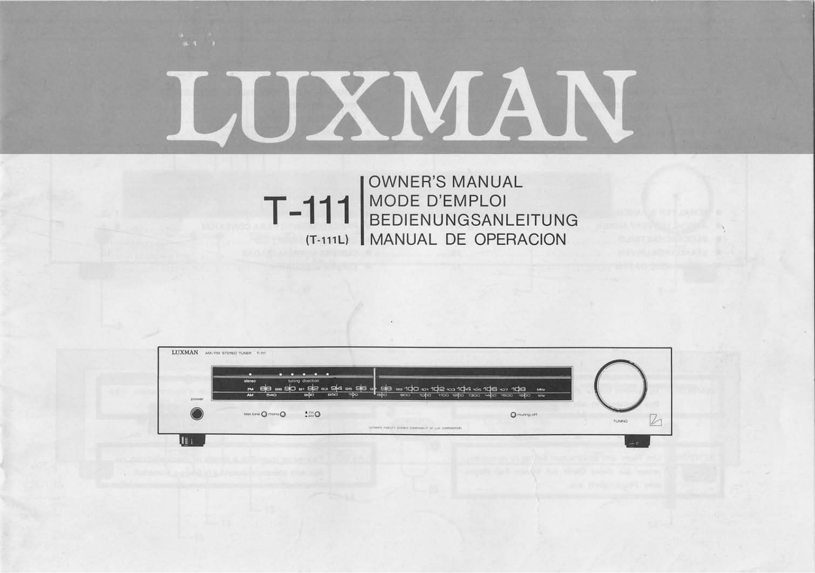 Luxman T-111 Owners Manual