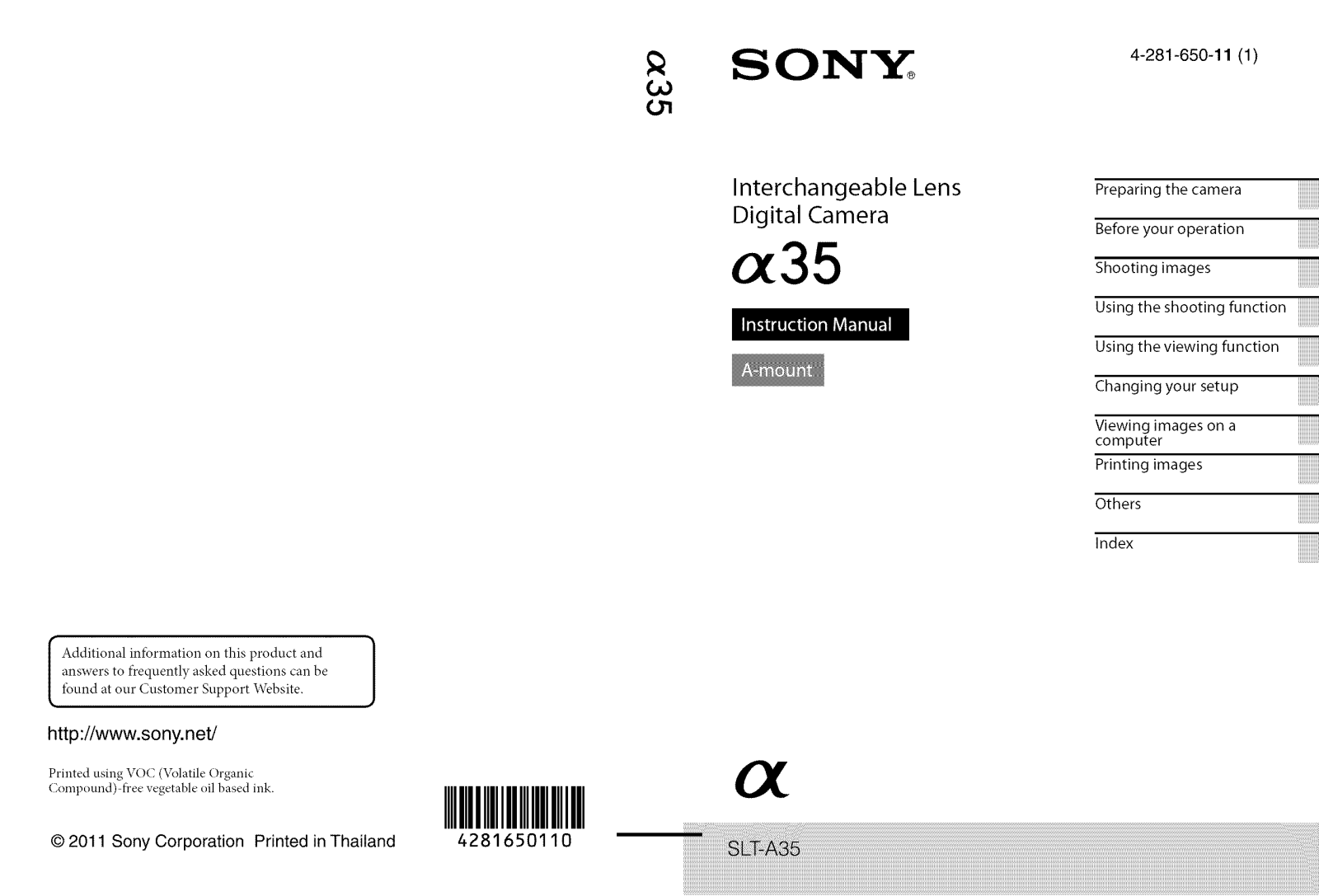 Sony SLT-A35 Owner’s Manual