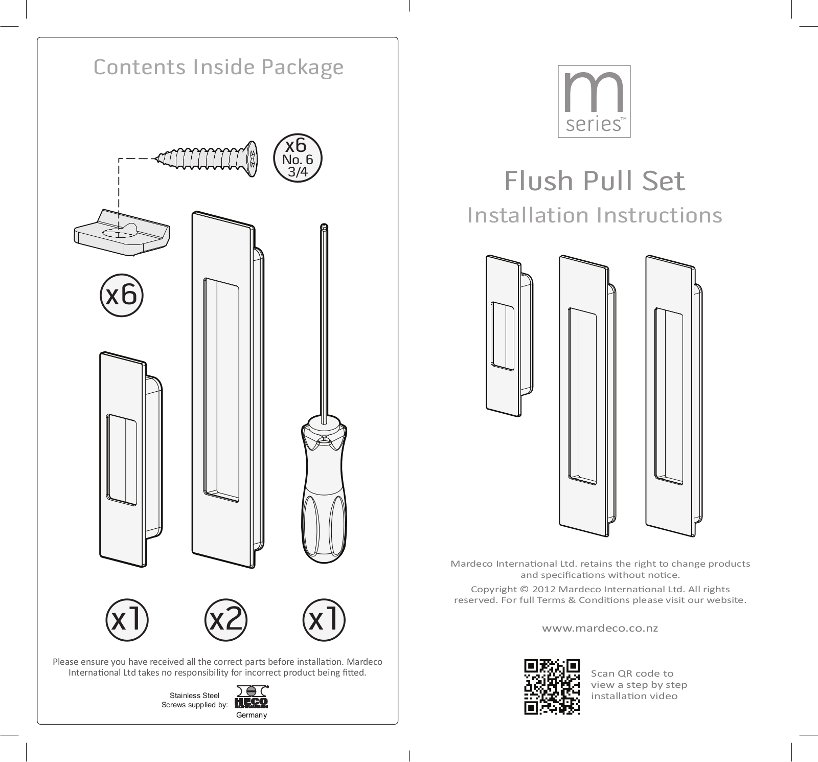 Mardeco M Instructions Manual