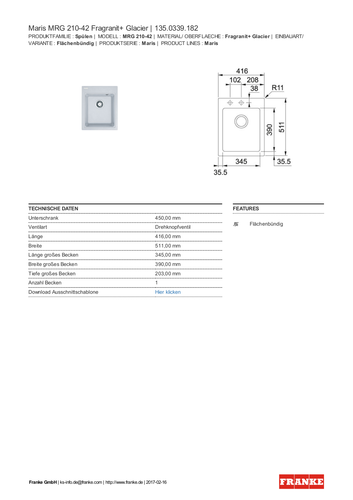 Franke 135.0339.182 Service Manual