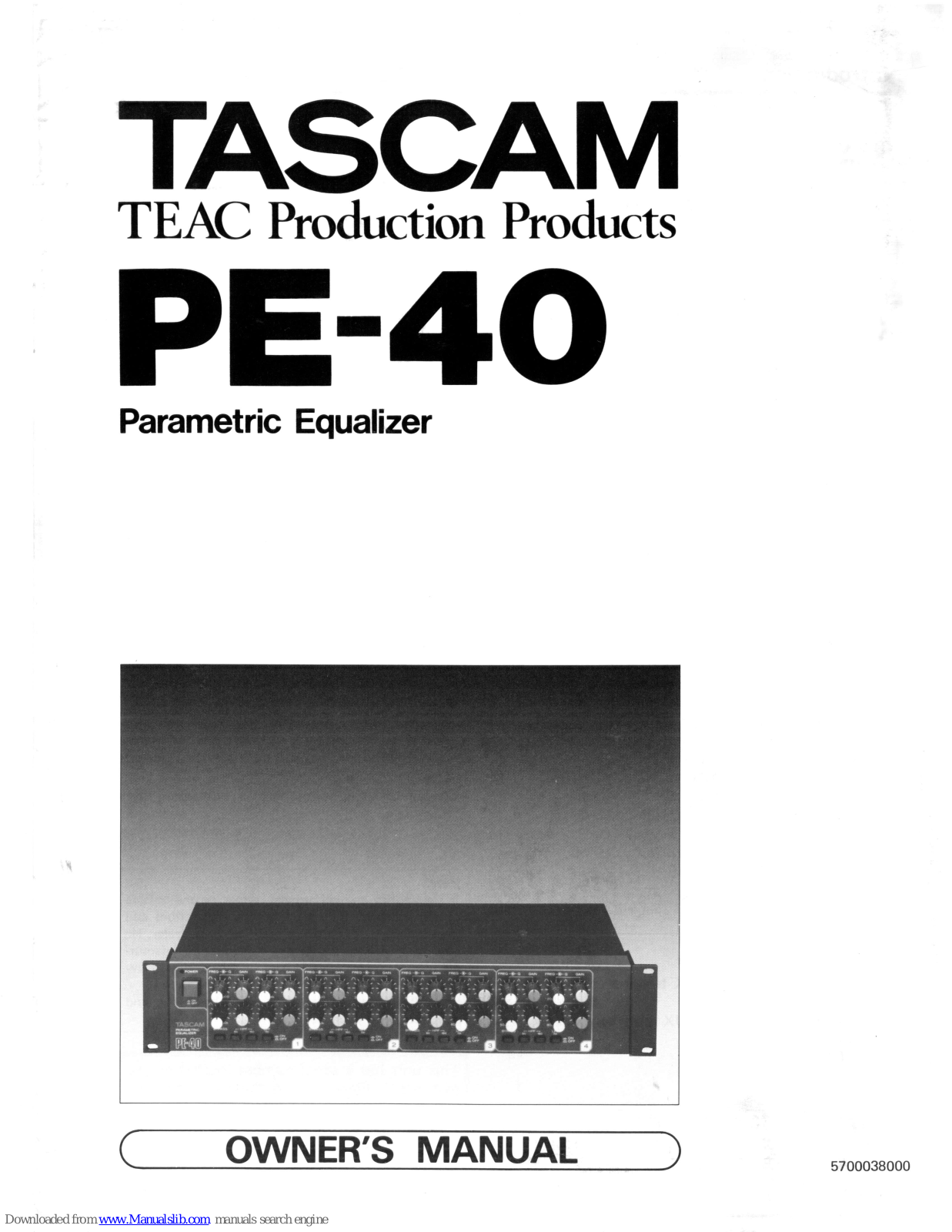 Tascam PE-40 Owner's Manual