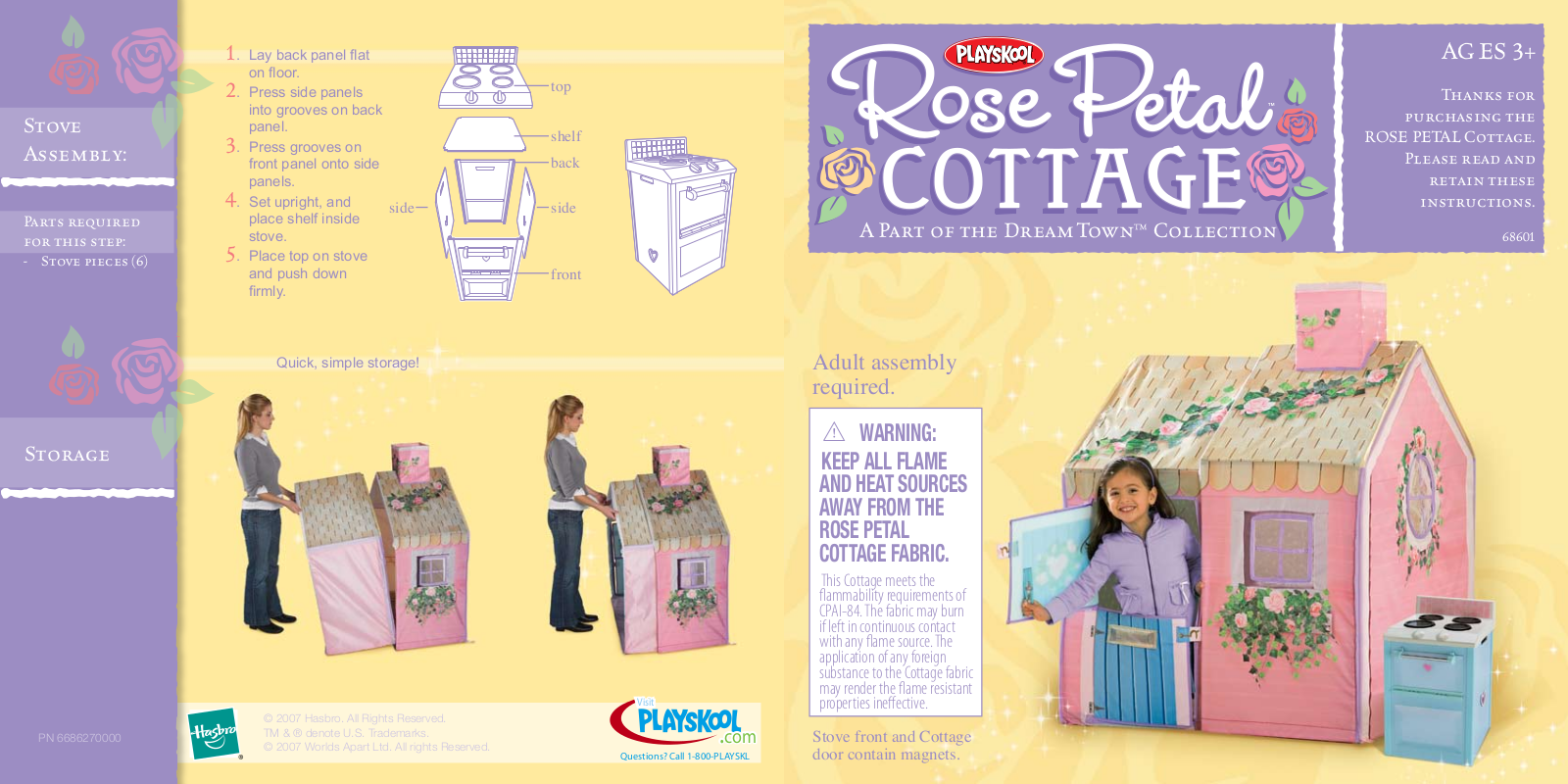 HASBRO PLAYSKOOL DREAM TOWN ROSE PETAL Cottage User Manual