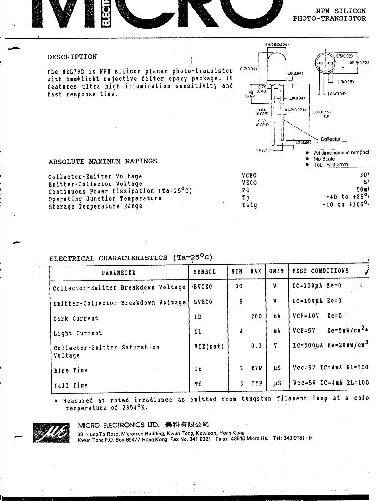 MICRO MEL79D Datasheet