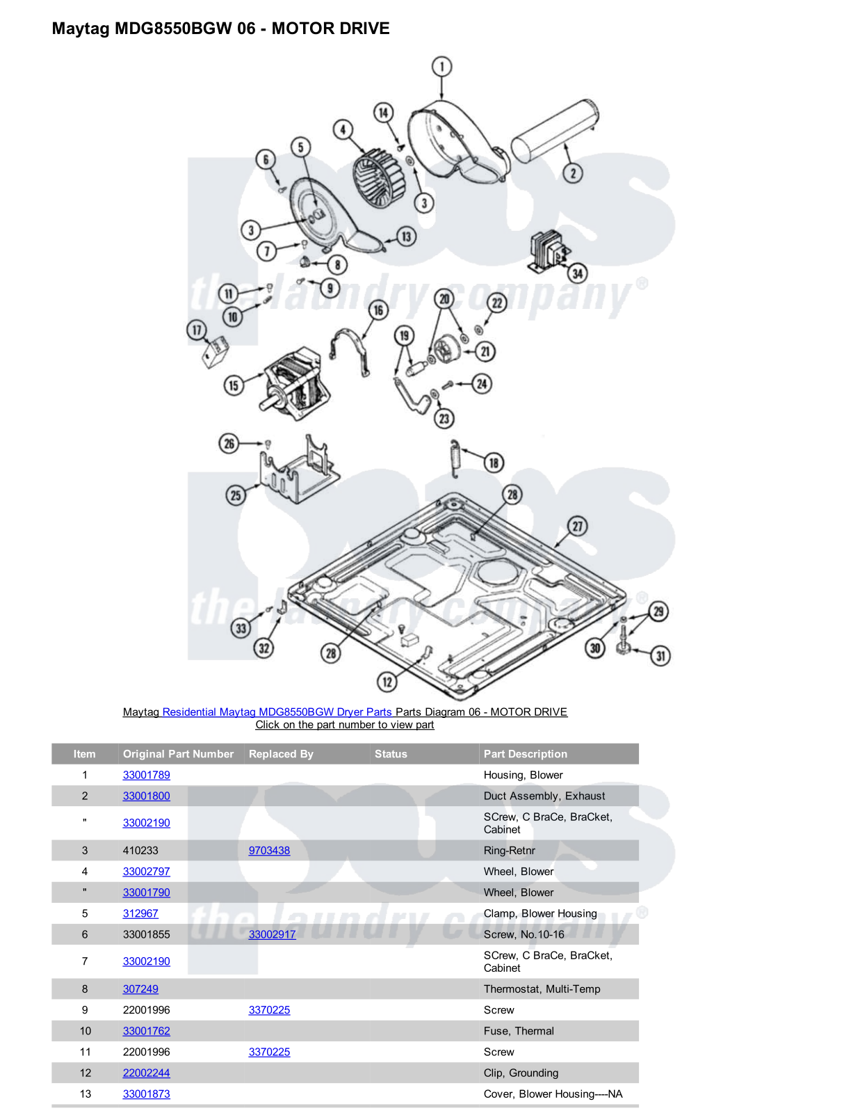 Maytag MDG8550BGW Parts Diagram