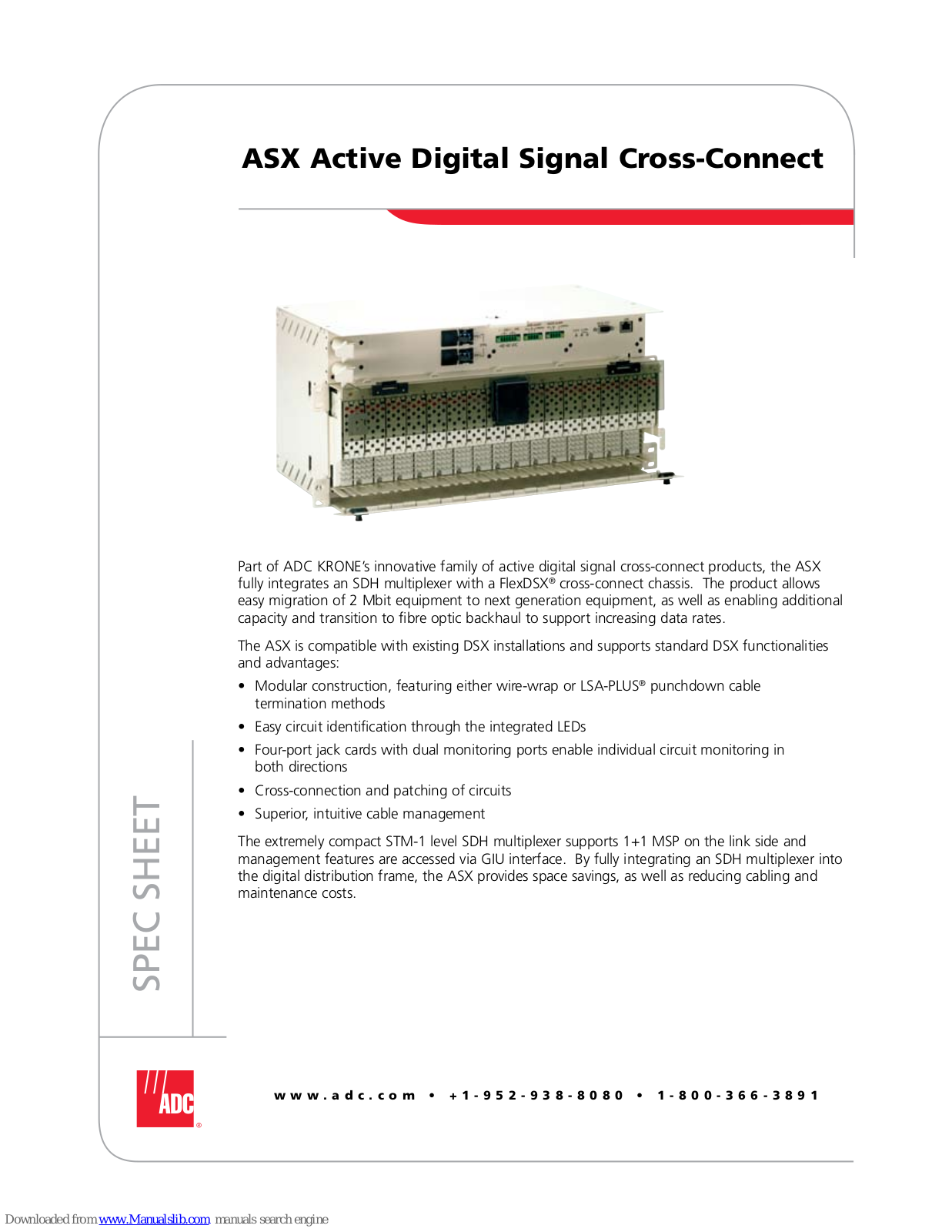 ADC ASX-130001-LC, ASX-100001-LC, ASX-110001-LC, ASX-120001-LC, ASX-140001-LC Specification Sheet