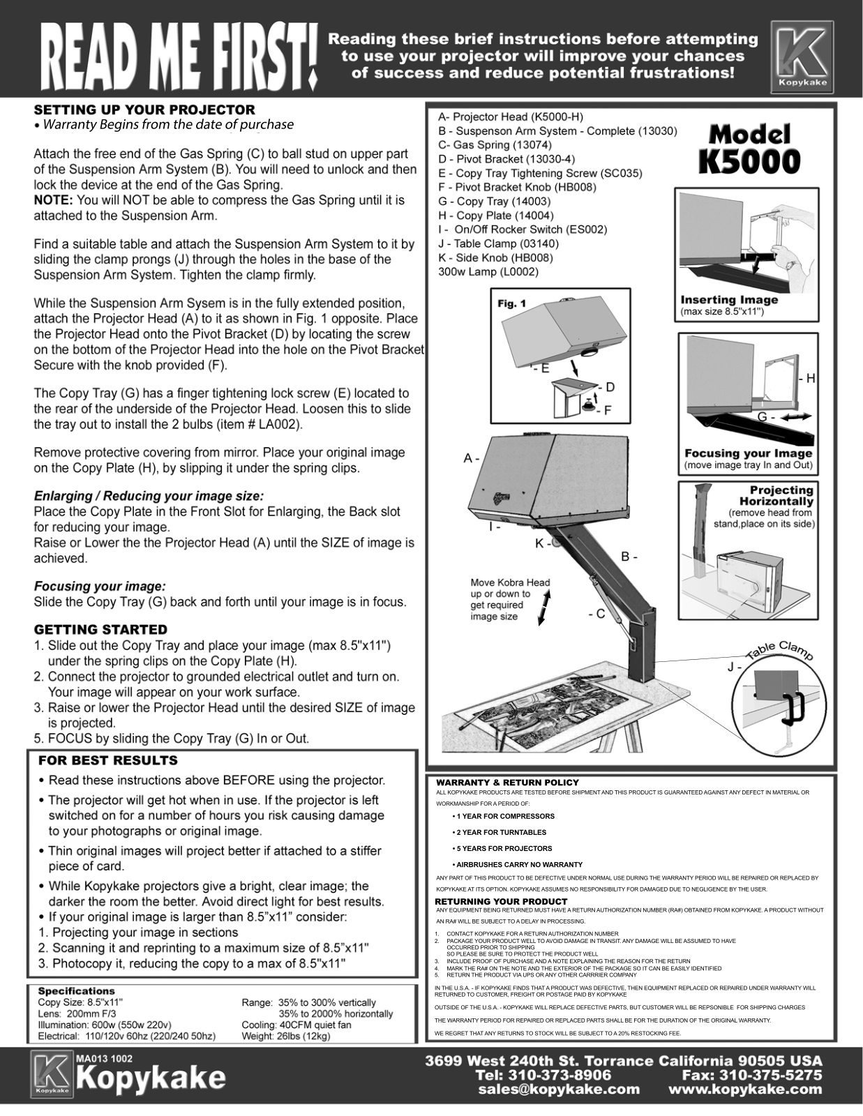 Kopykake K5000 Installation  Manual