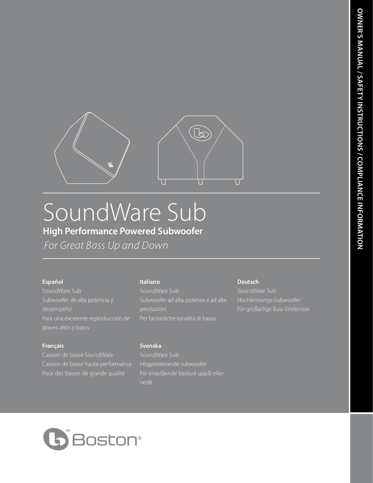 Boston Acoustics SoundWare Sub User Manual