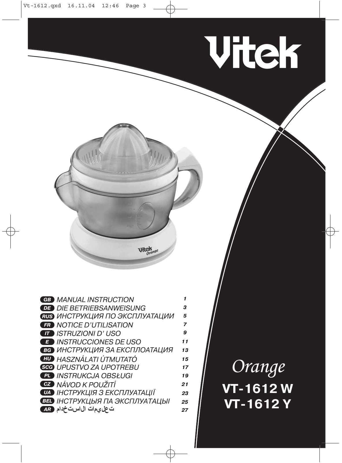 Vitek VT-1612 User manual