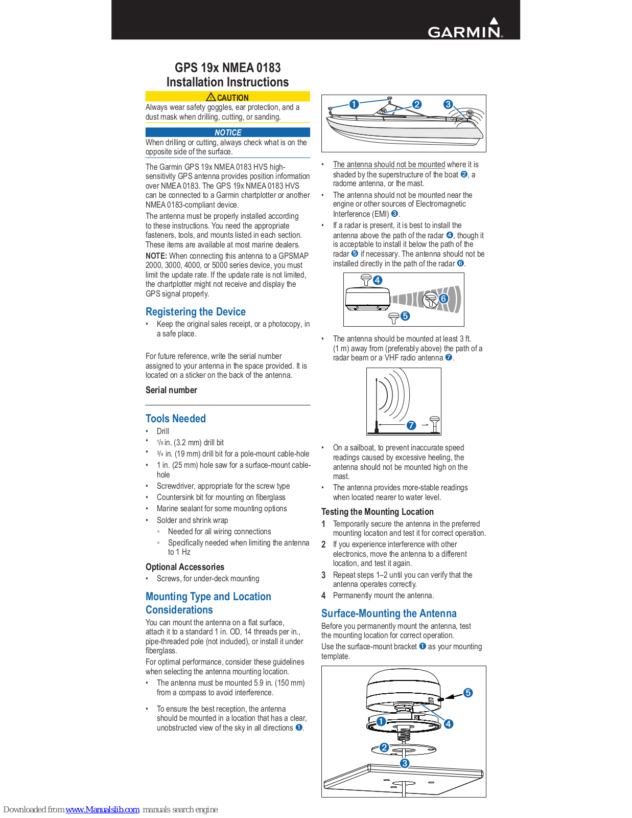 Garmin GPS 19x NMEA 0183 Installation Instructions Manual